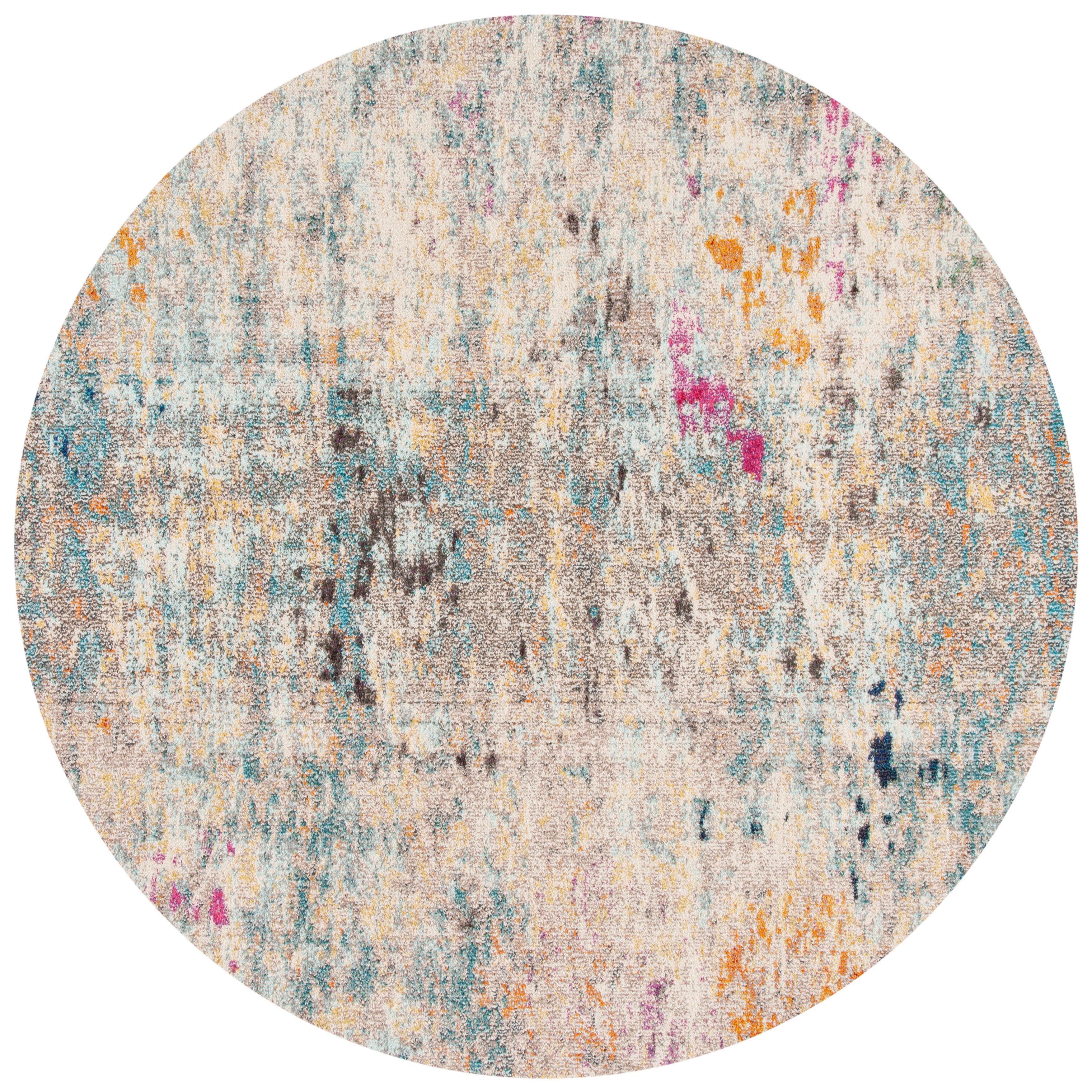 Madison MAD425 Power Loomed Indoor Accent Rug - Grey/Gold - 3' Round - Safavieh