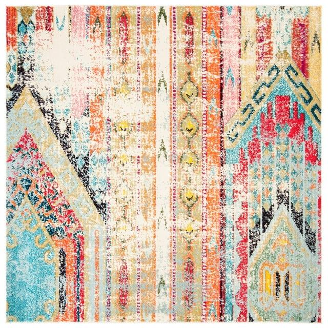 Madison MAD422 Power Loomed Indoor Accent Rug - Blue/Orange - 3'x3' - Safavieh