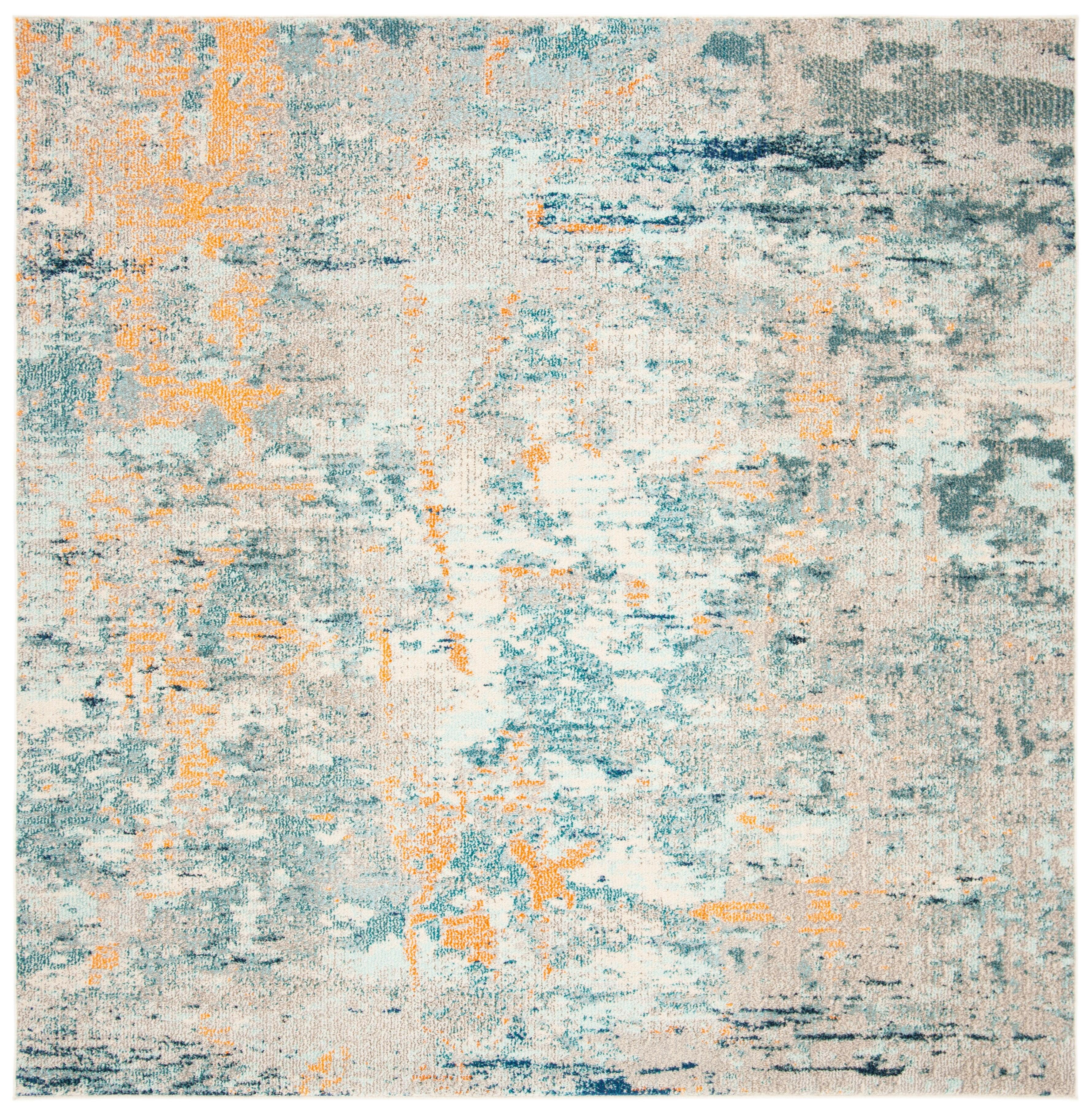 Madison MAD457 Power Loomed Indoor Area Rug - Light Blue/Beige - 6'7"x6'7" - Safavieh