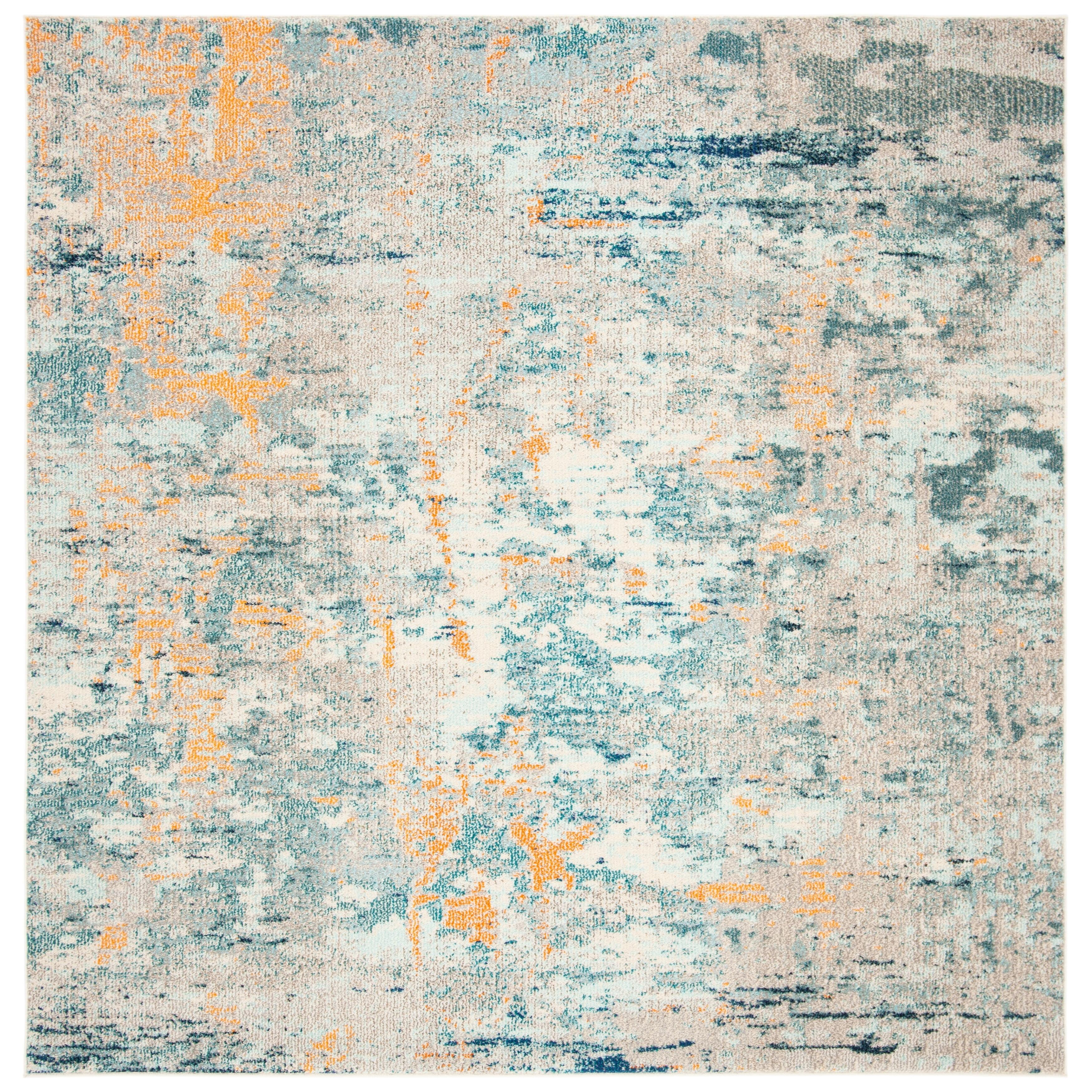 Madison MAD457 Power Loomed Indoor Area Rug - Light Blue/Beige - 6'7"x6'7" - Safavieh