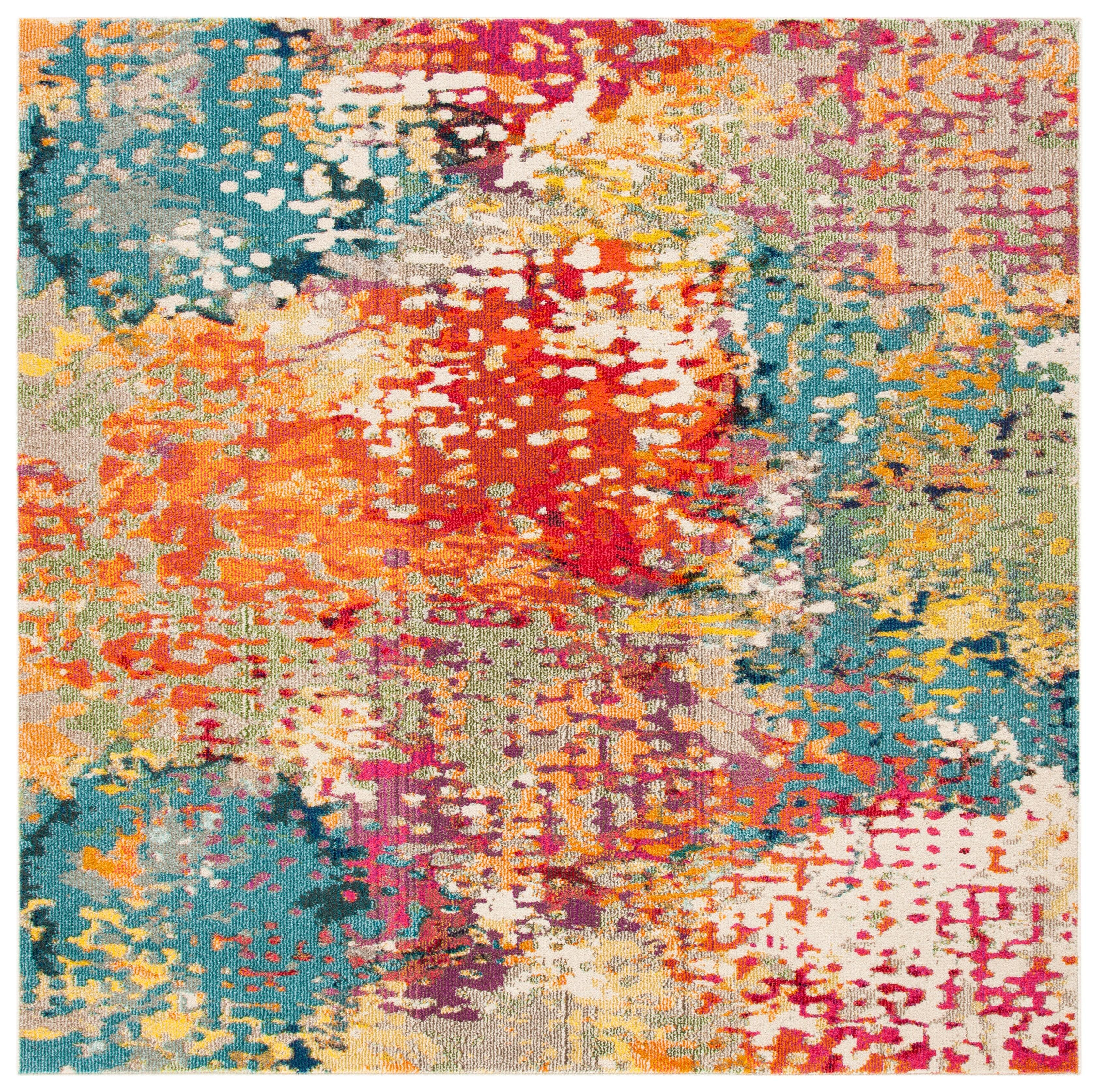 Madison MAD429 Power Loomed Area Rug - Ivory/Multi - 6'7"x6'7" - Safavieh.