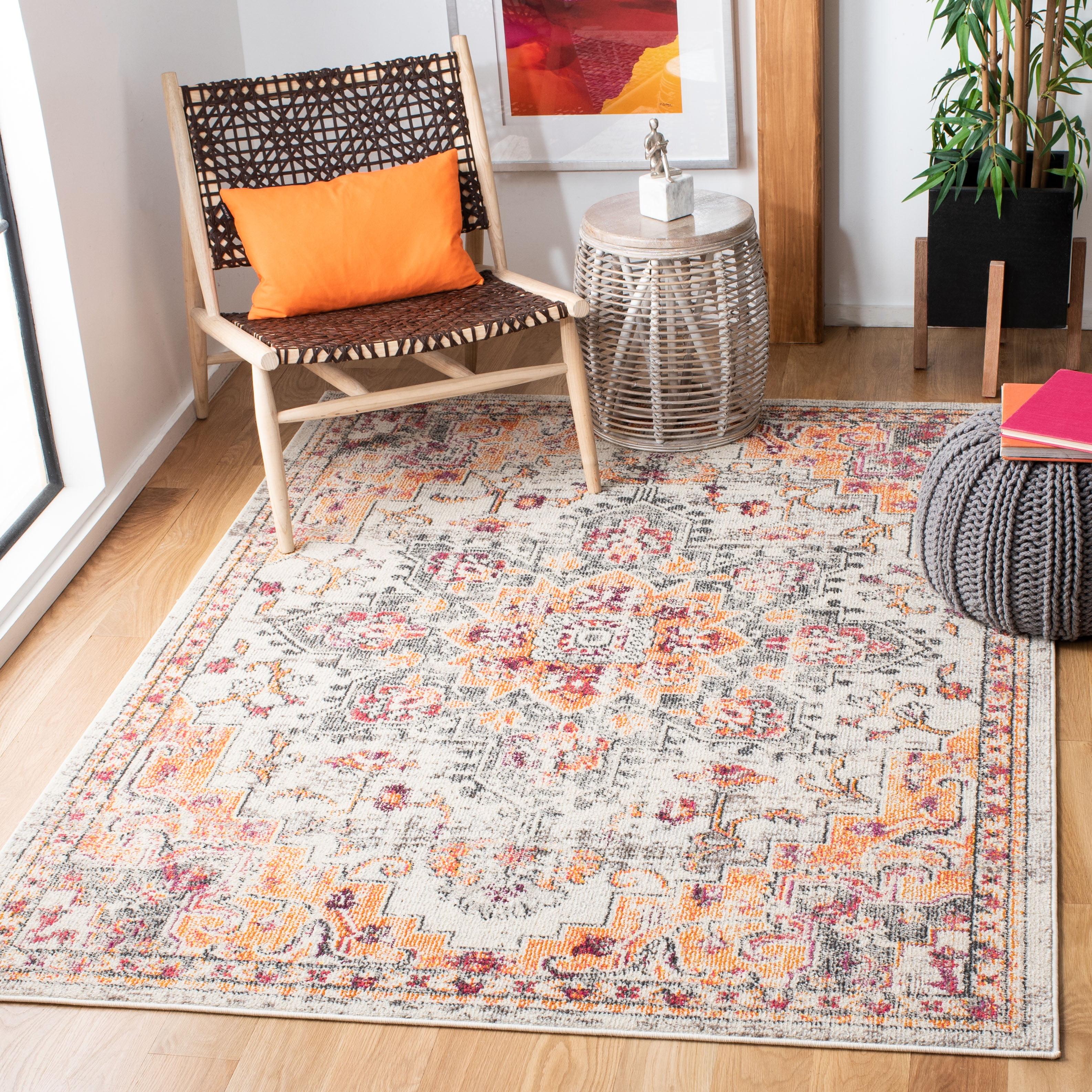 Madison MAD473 Power Loomed Indoor Area Rug - Beige/Orange - 5'3"x7'6" - Safavieh