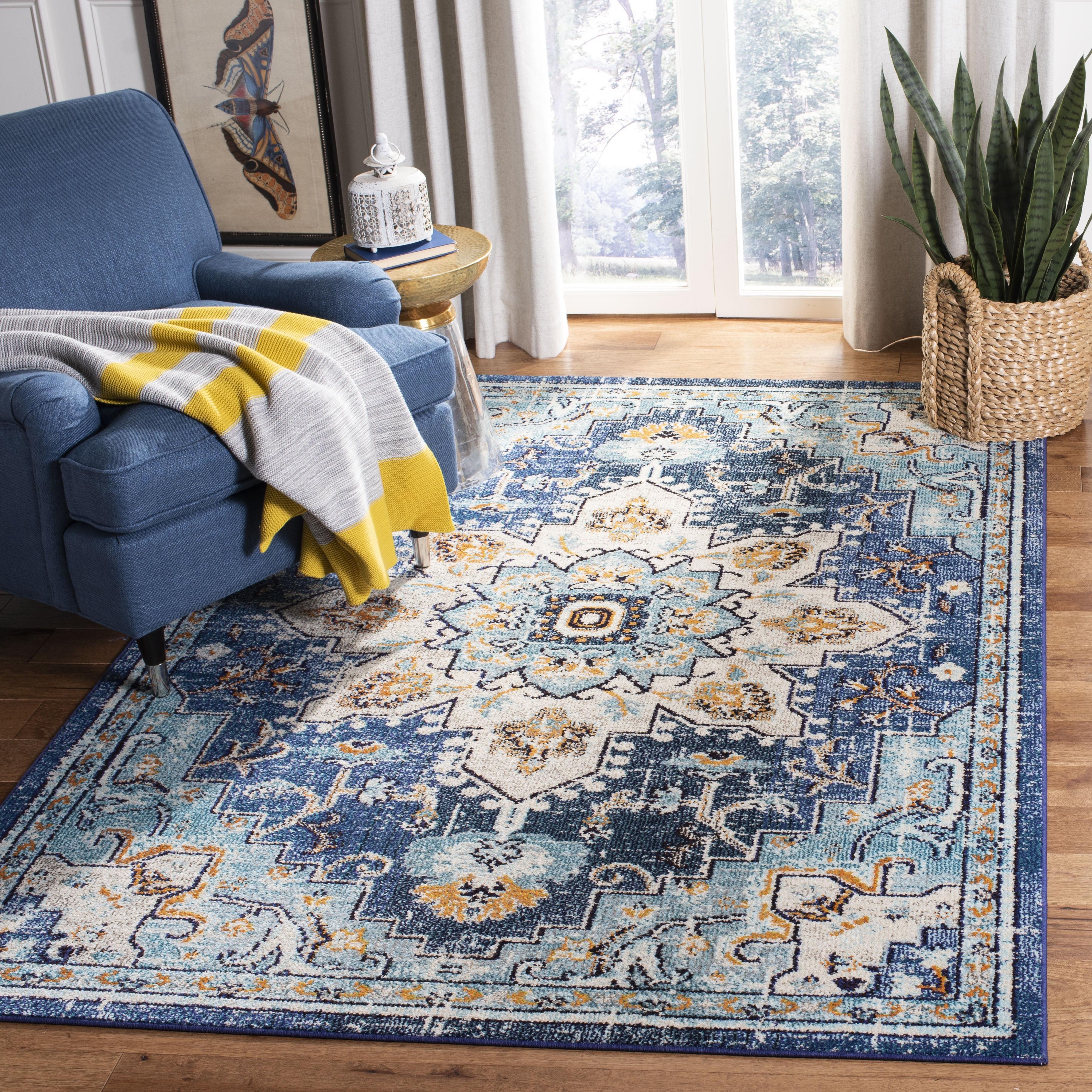 Madison MAD473 Power Loomed Indoor Area Rug - Blue/Light Blue - 4'x6' - Safavieh