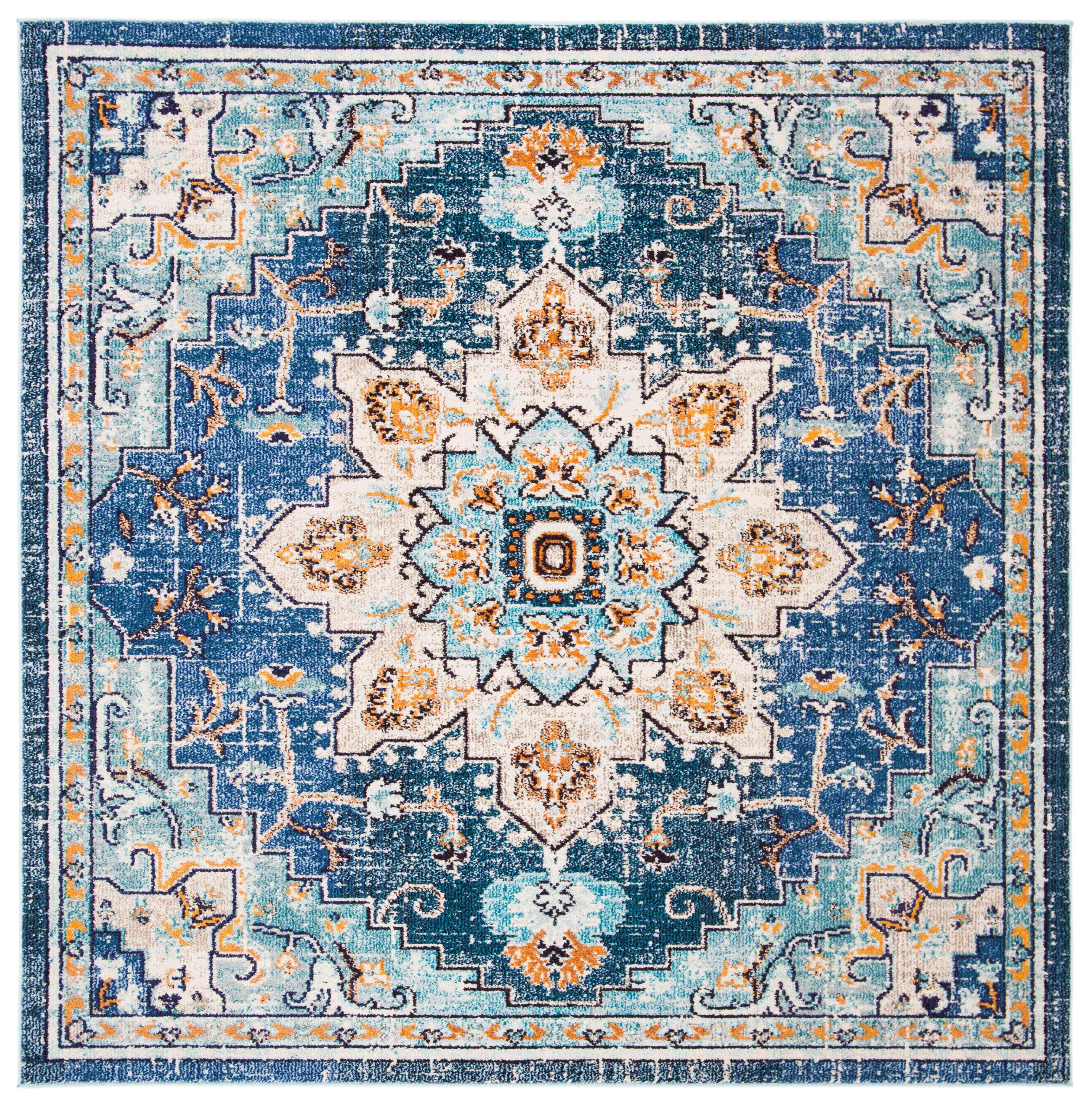 Madison MAD473 Power Loomed Indoor Area Rug - Blue/Light Blue - 9'x9' - Safavieh