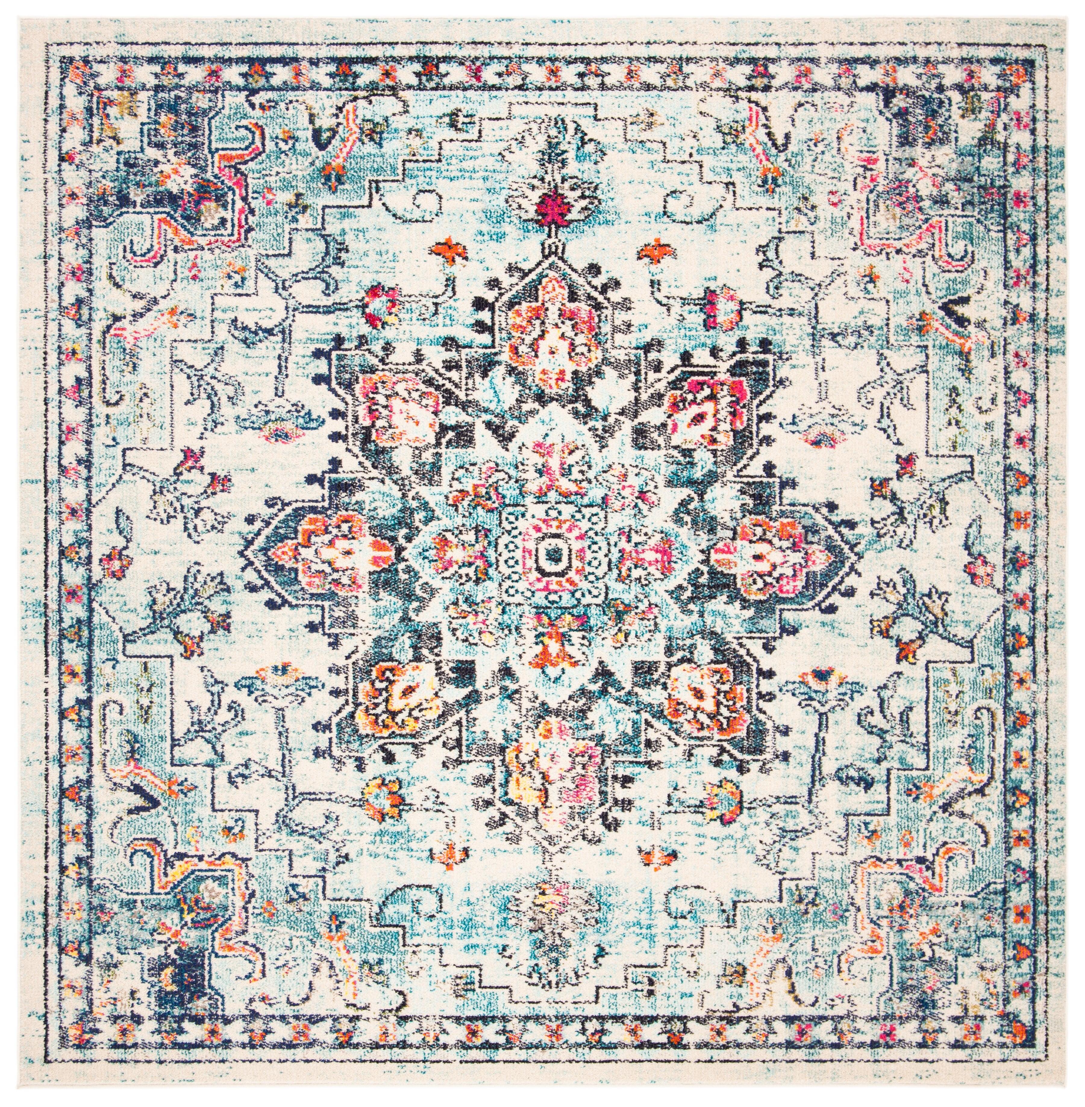 Madison MAD473 Power Loomed Indoor Area Rug - Cream/Blue - 9'x9' - Safavieh