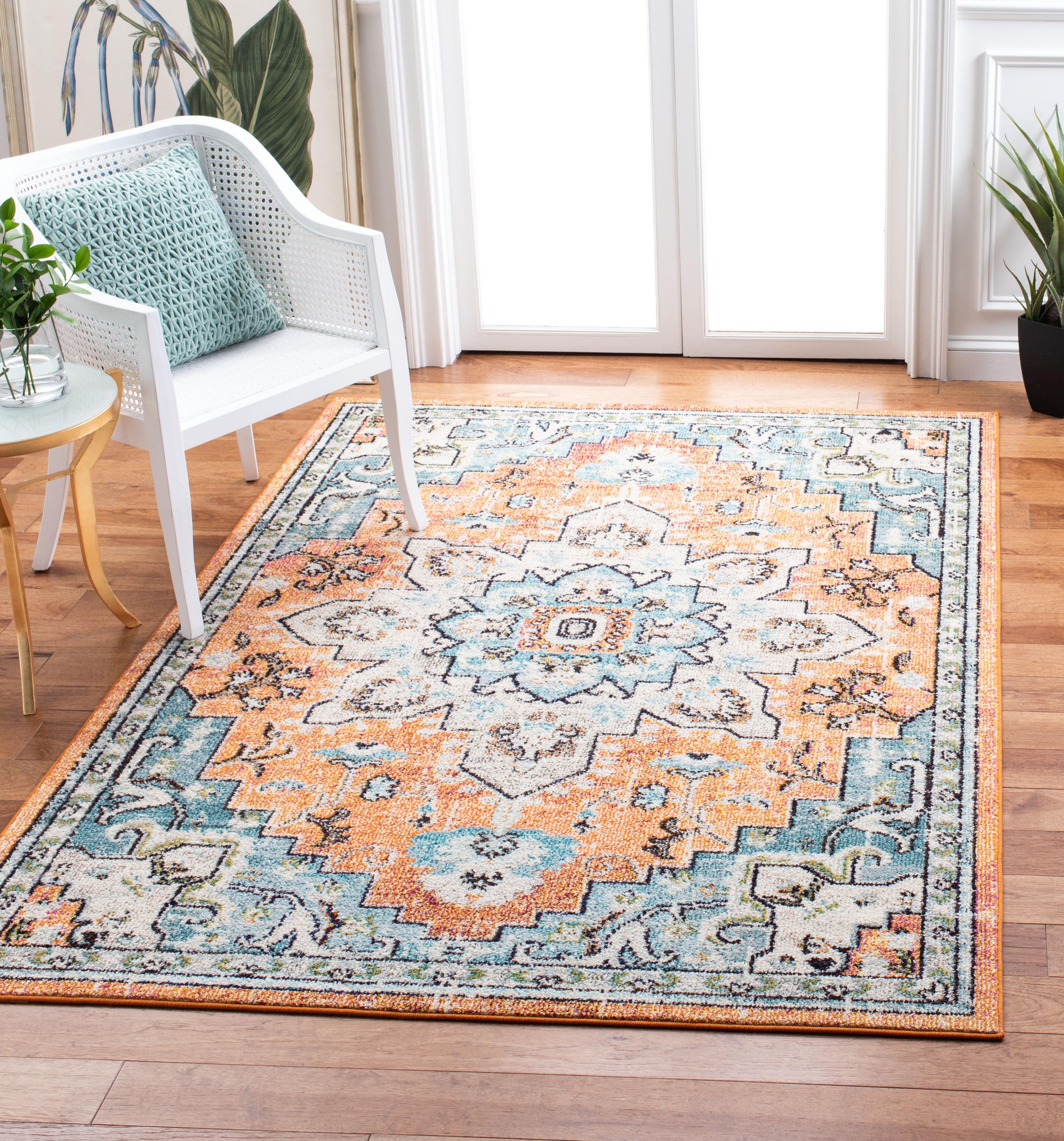 Madison MAD473 Power Loomed Indoor Area Rug - Orange/Teal - 5'3"x7'6" - Safavieh