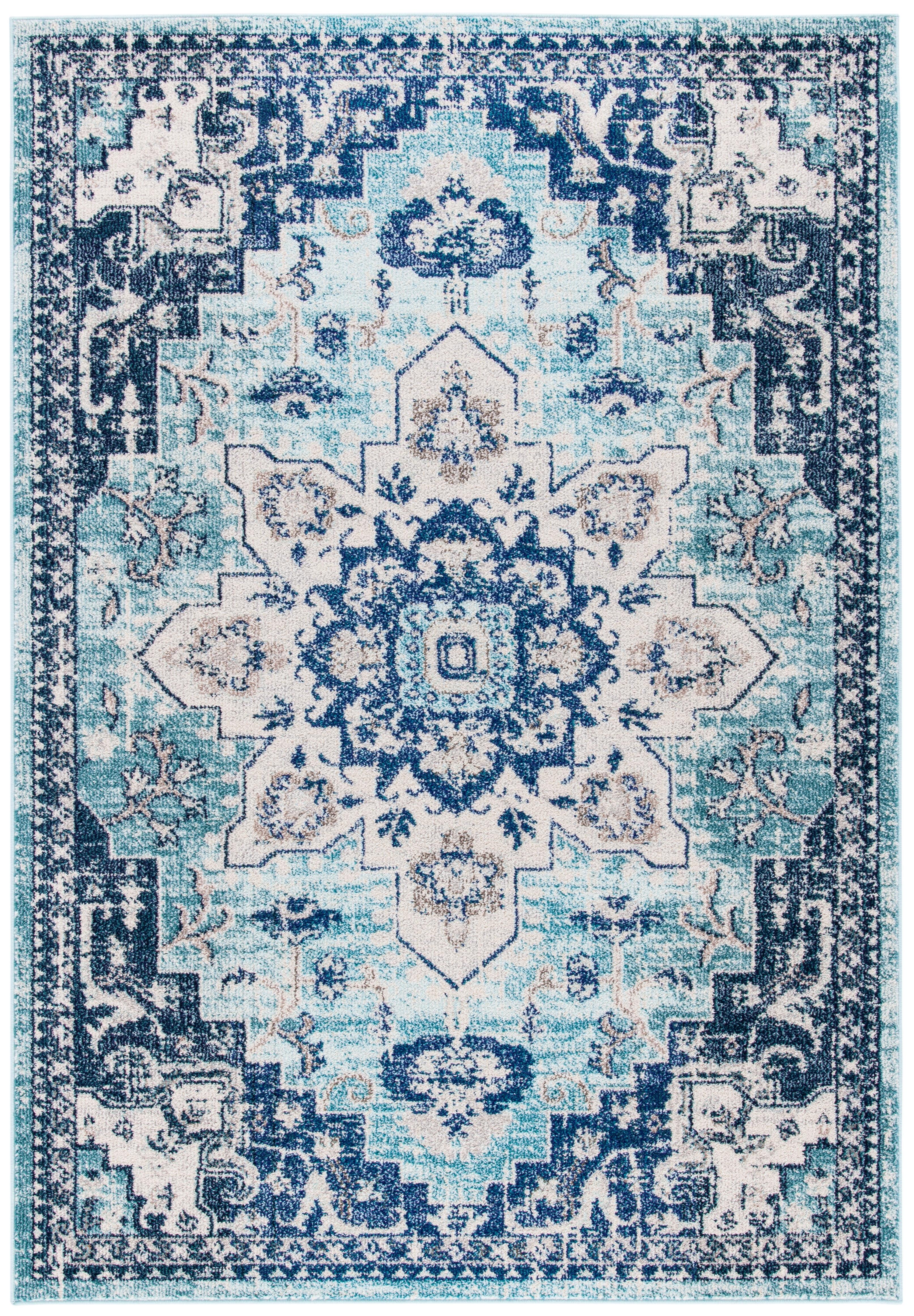 Madison MAD473 Power Loomed Indoor Area Rug - Teal/Navy - 5'3"x7'6" - Safavieh
