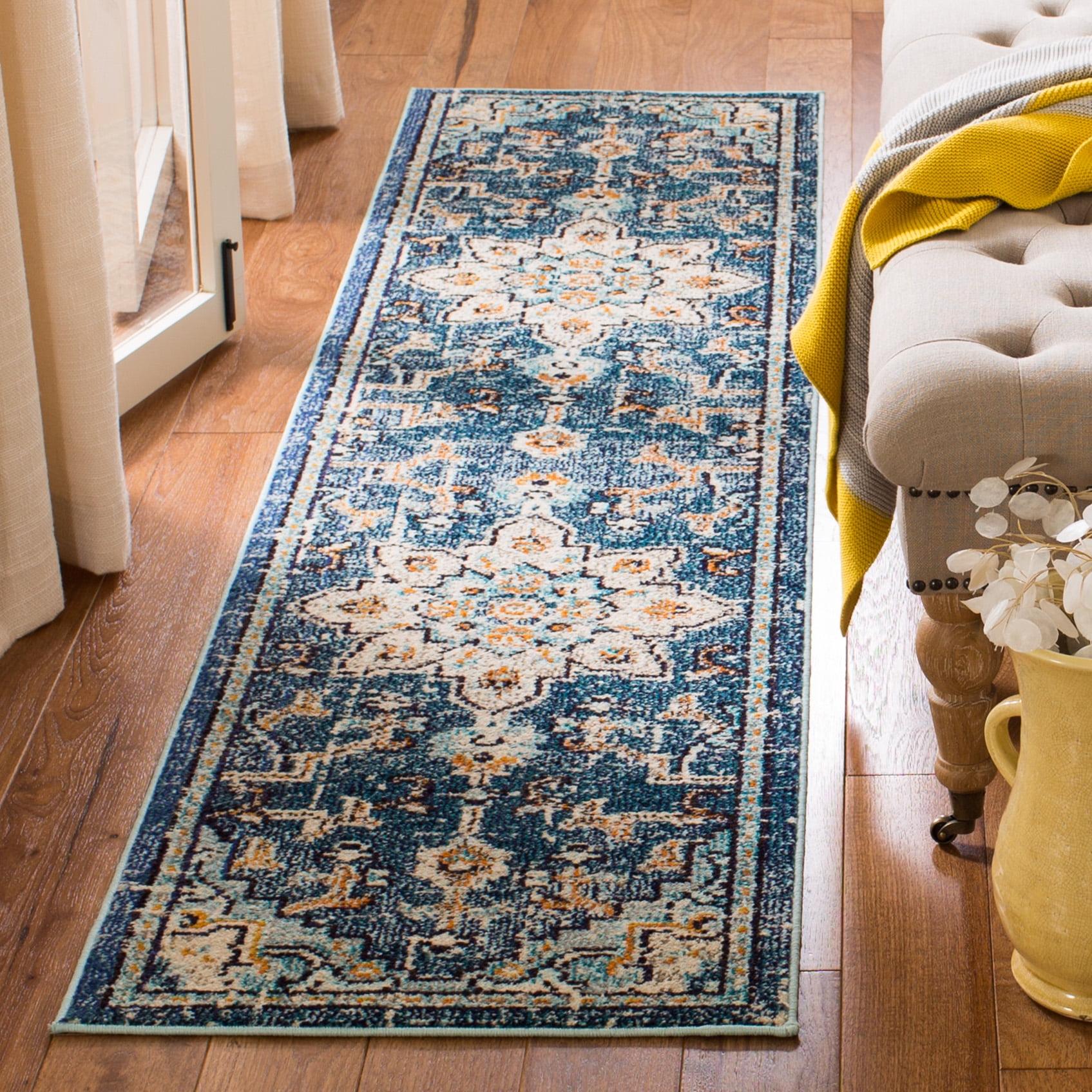 Metro-Mod Chic Blue Synthetic Hand-Knotted Area Rug