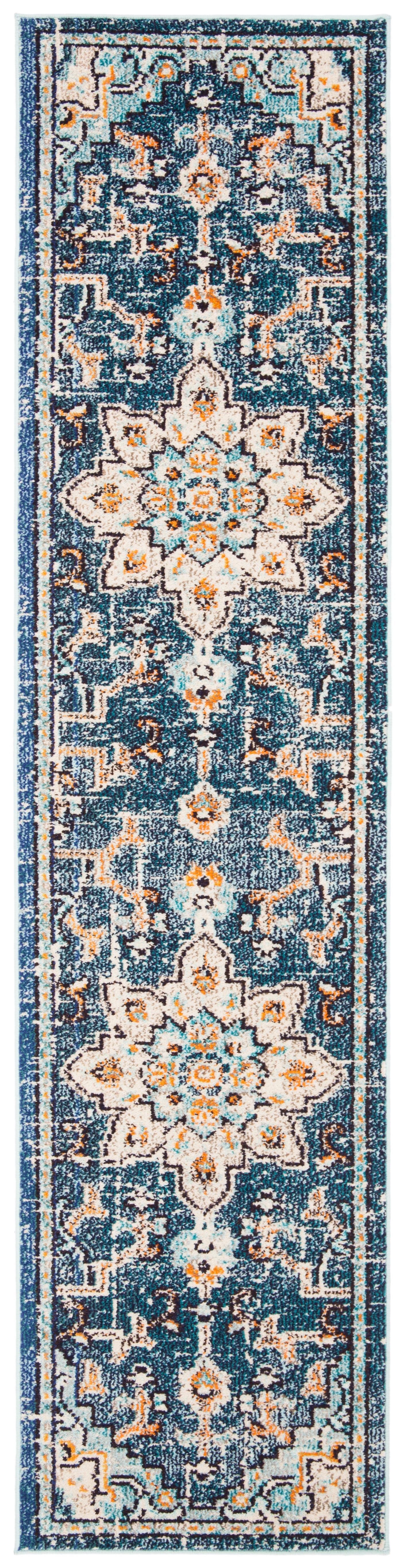 Madison MAD473 Power Loomed Indoor Runner Rug - Blue/Light Blue - 2'2"x16' - Safavieh