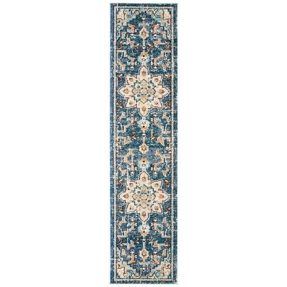 Madison MAD473 Power Loomed Indoor Runner Rug - Blue/Light Blue - 2'2"x16' - Safavieh