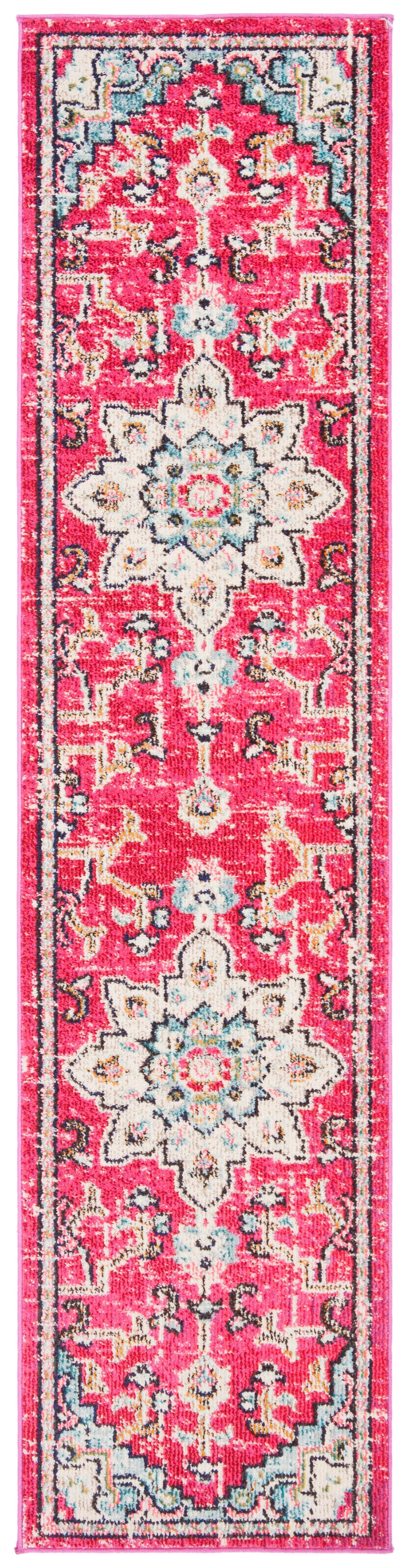 Madison MAD473 Power Loomed Indoor Runner Rug - Fuchsia/Blue - 2'2"x10' - Safavieh