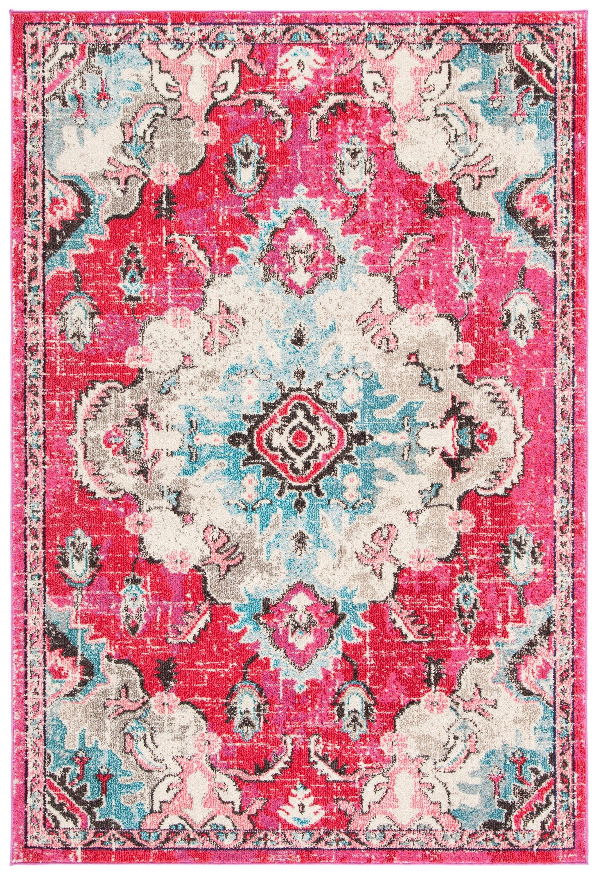 Madison MAD484 Power Loomed Indoor Accent Rug - Fuchsia/Light Blue - 3'x5' - Safavieh