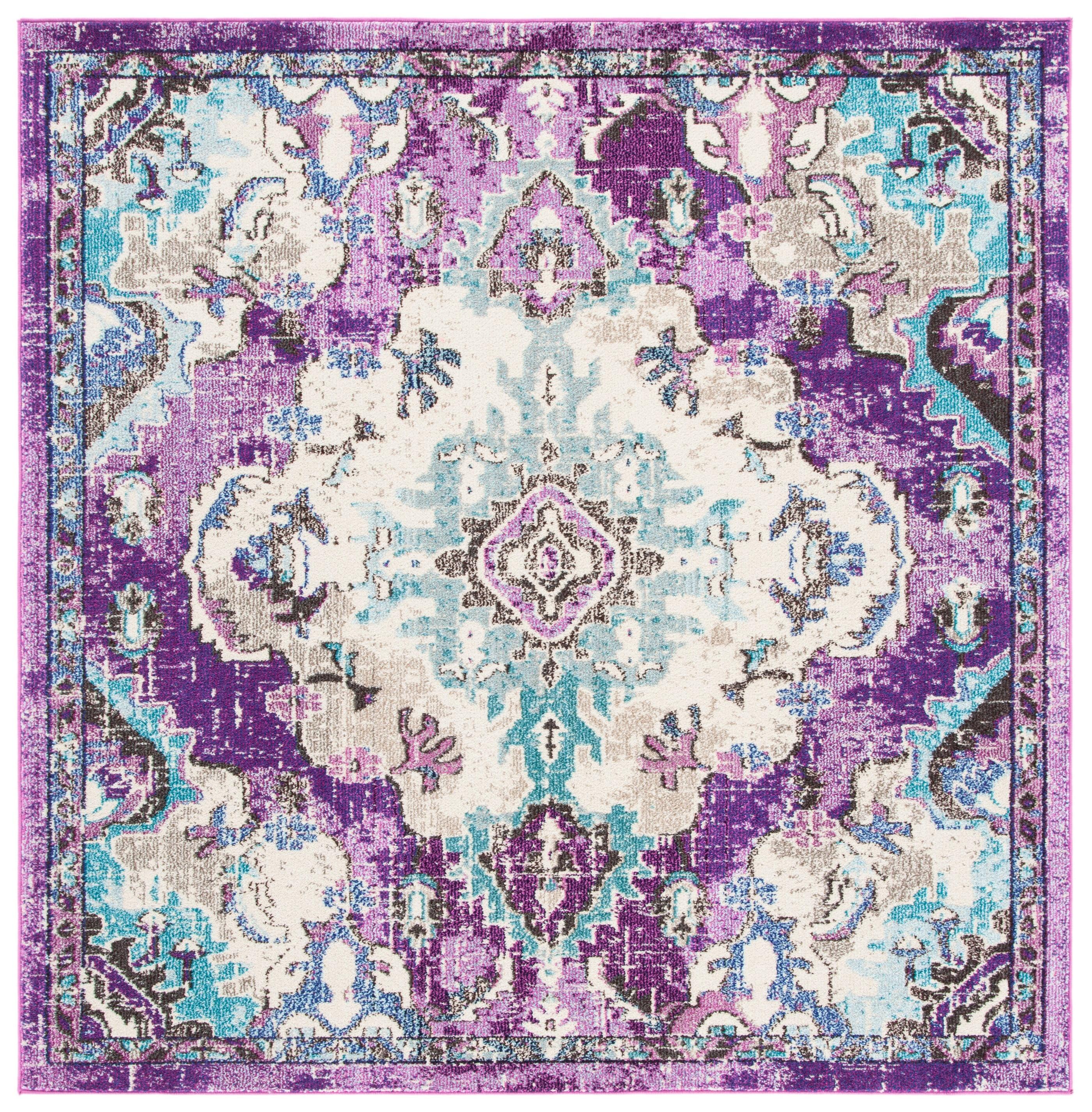 Monaco MNC243 Power Loomed Indoor Area Rug - Violet/Light Blue - 5'x5' - Safavieh.