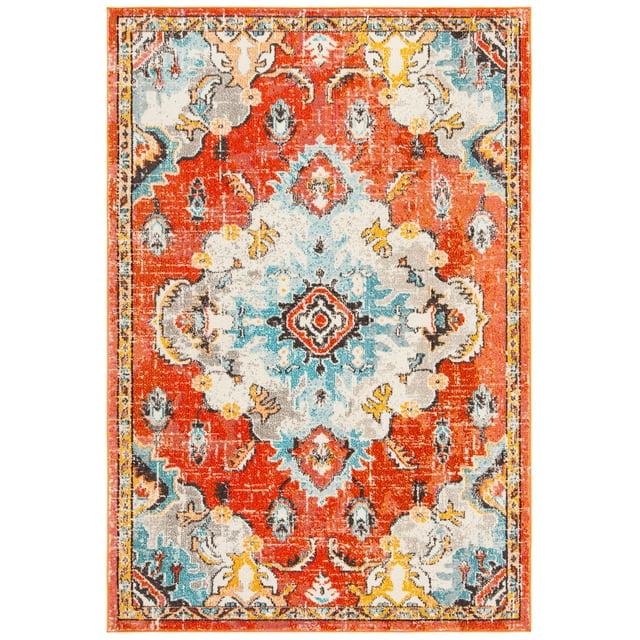 Monaco MNC243 Power Loomed Indoor Accent Rug - Orange/Light Blue - 3'x5' - Safavieh