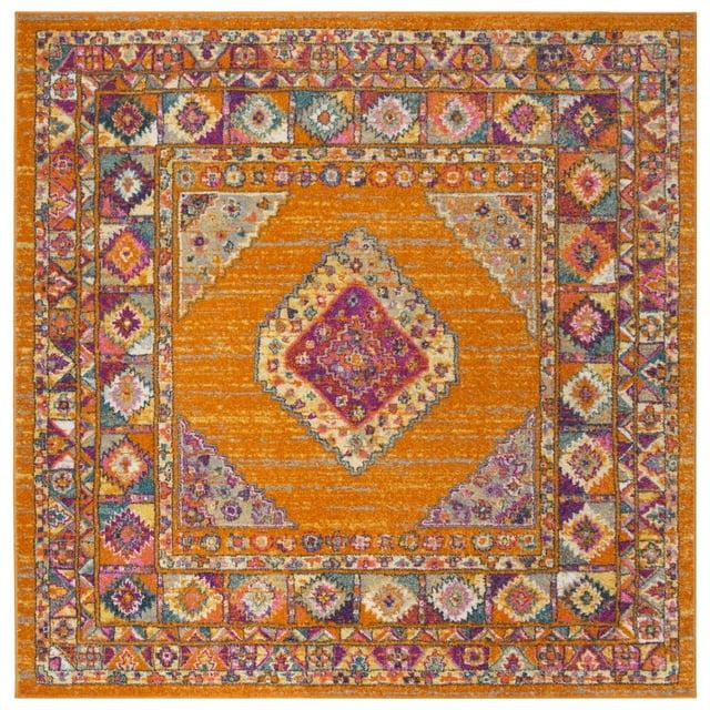 Madison MAD133 Power Loomed Indoor Accent Rug - Orange/Fuchsia - 3'x3' - Safavieh