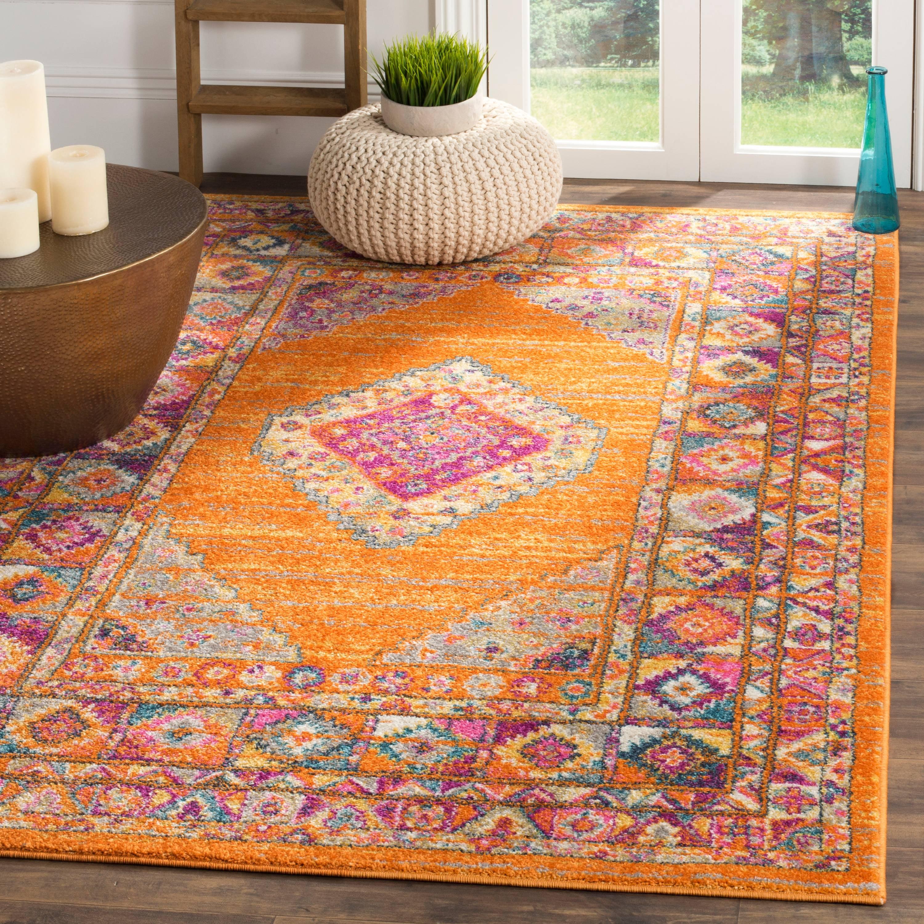 Madison MAD133 Power Loomed Area Rug - Orange/Fuchsia - 5'1"x5'1" - Safavieh.