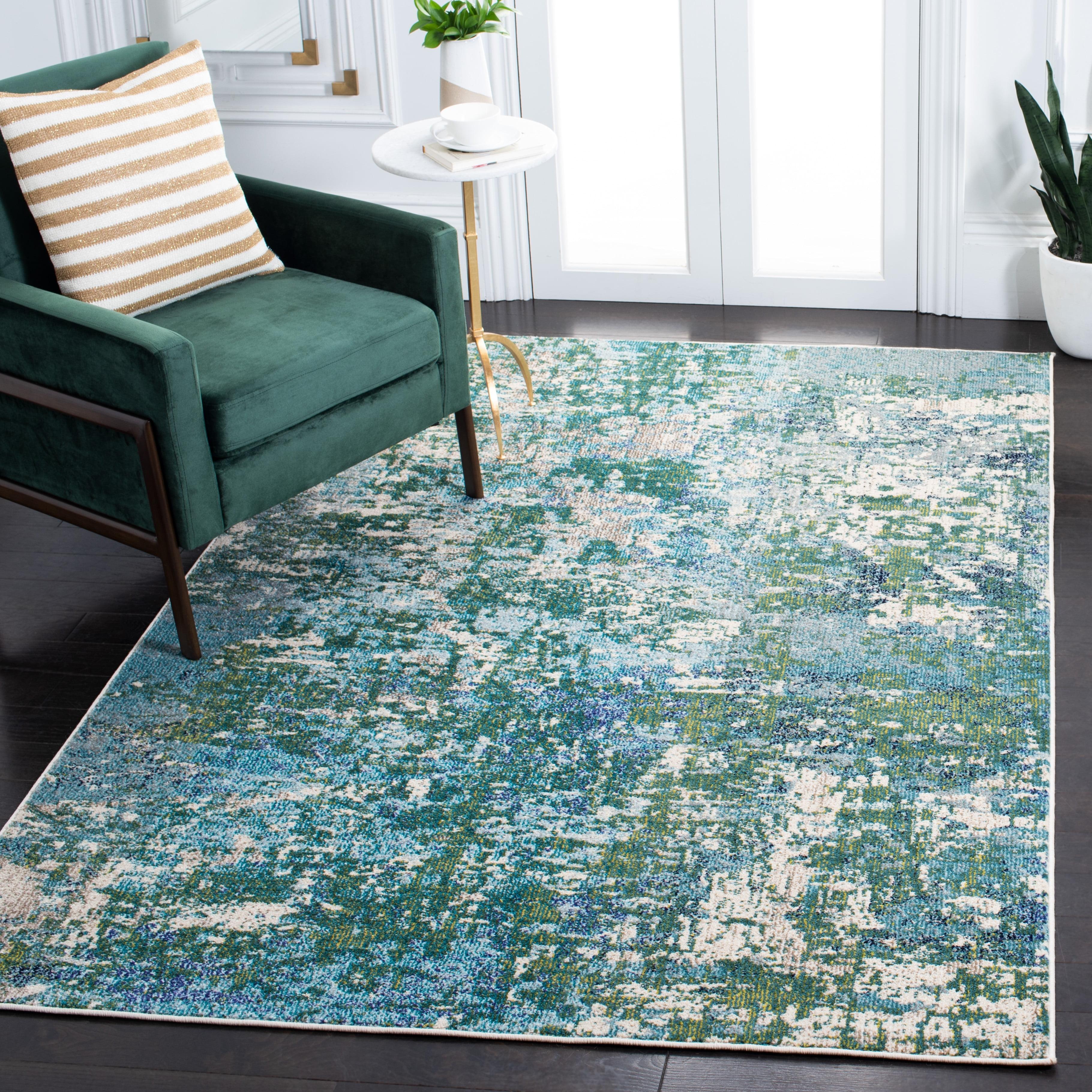 Madison MAD471 Power Loomed Indoor Area Rug - Green/Turquoise - 6'7"x6'7" - Safavieh