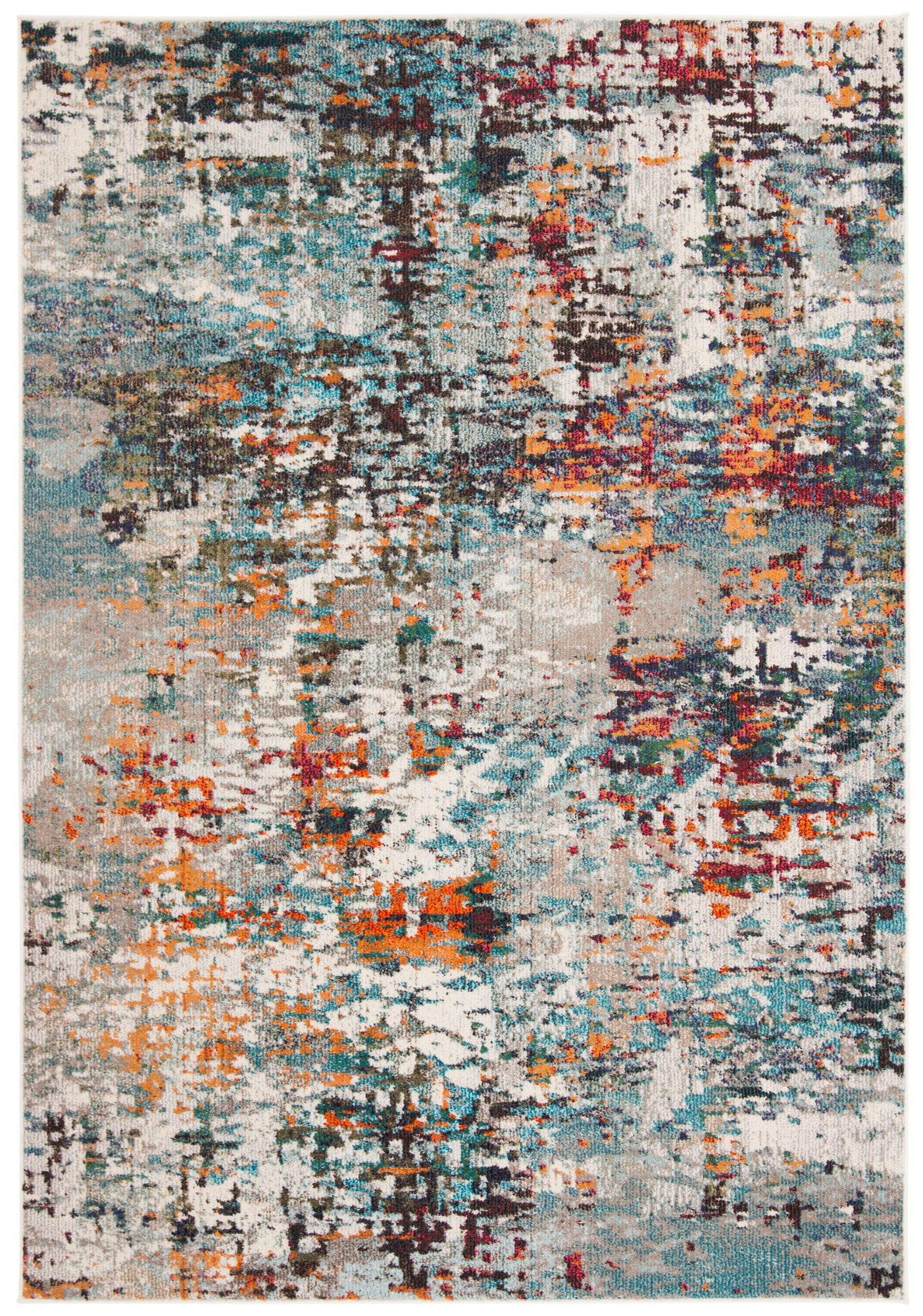 Madison Vintage Abstract Non-slip Area Rug, Grey/Blue, 2'2" x 4'