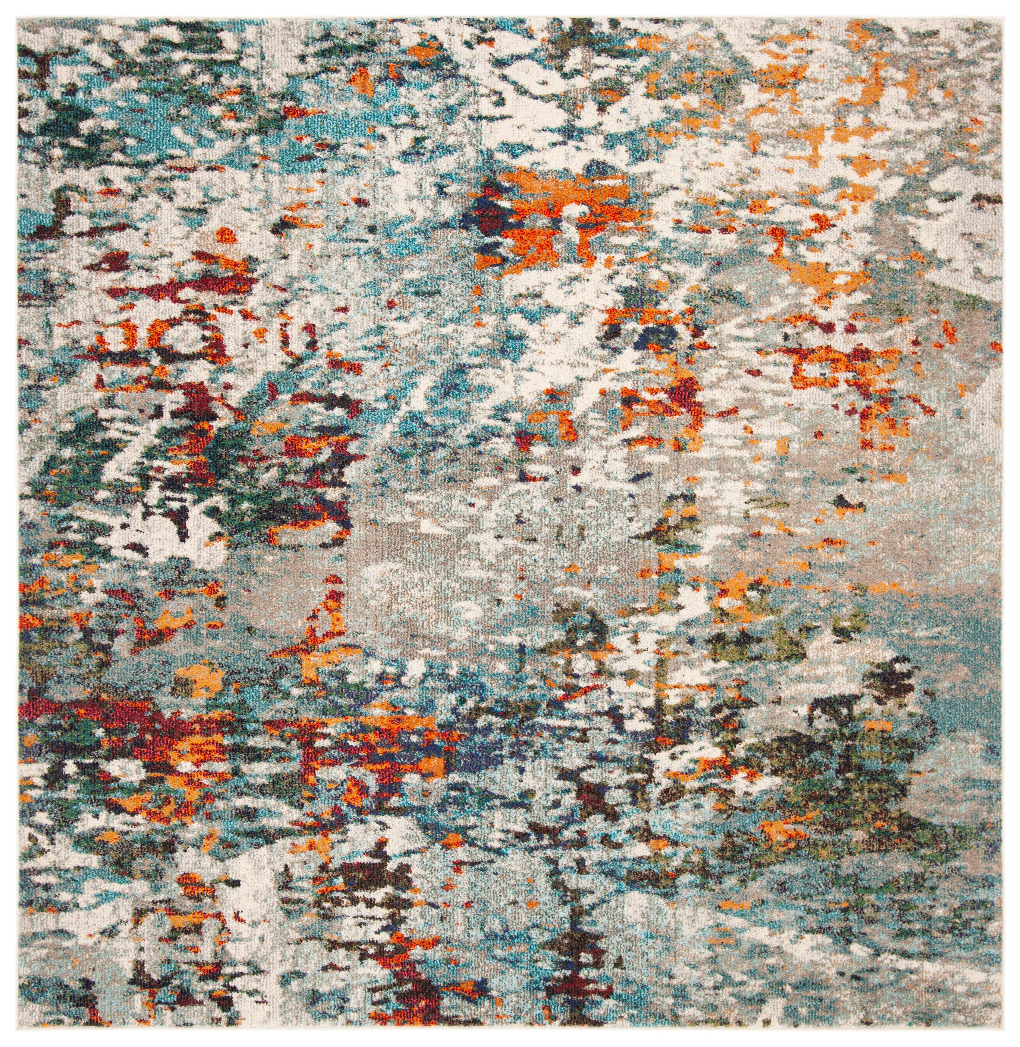 Madison MAD471 Power Loomed Indoor Area Rug - Grey/Blue - 5'x5' - Safavieh