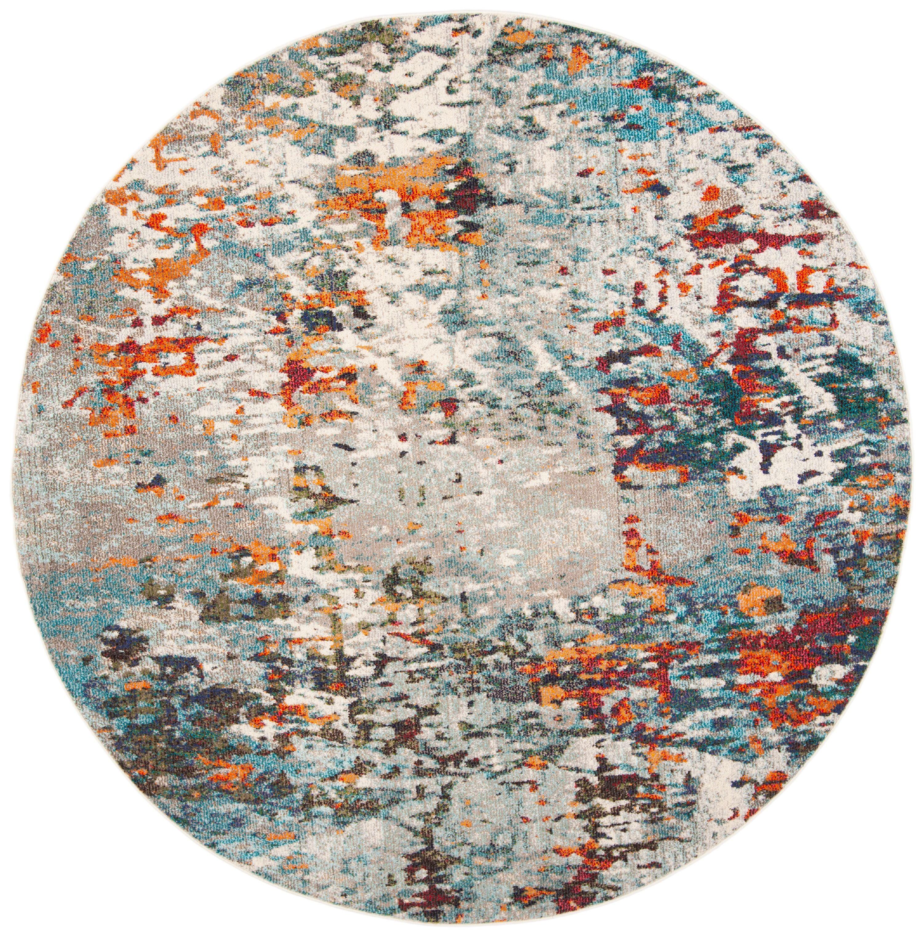 Madison MAD471 Power Loomed Indoor Area Rug - Grey/Blue - 6'7" Round - Safavieh