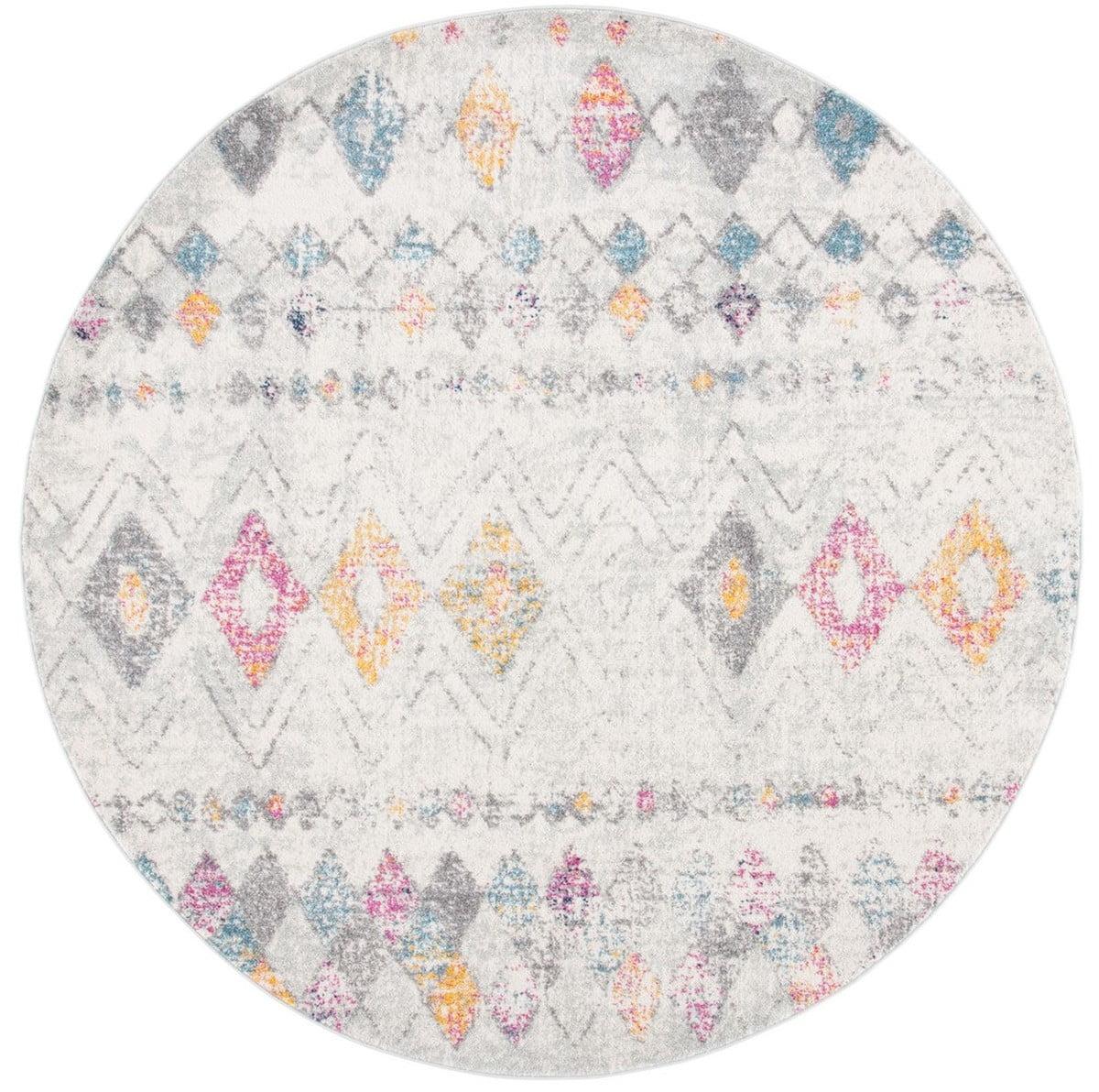 Madison 700 MAD798 Power Loomed Indoor Area Rug - Grey/Gold - 4' Round - Safavieh