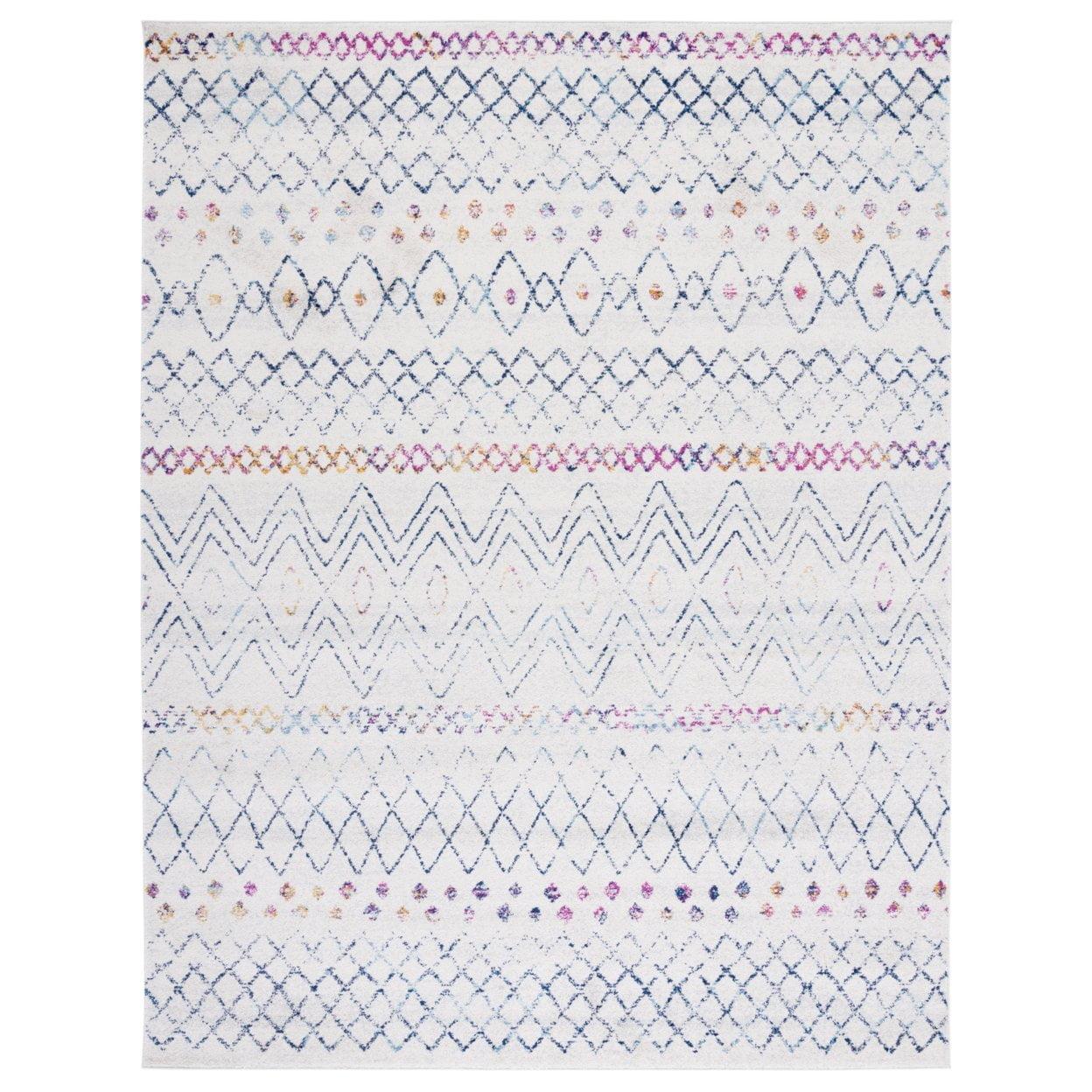 SAFAVIEH Madison Hannah Geometric Area Rug, Ivory/Navy, 12' x 15'