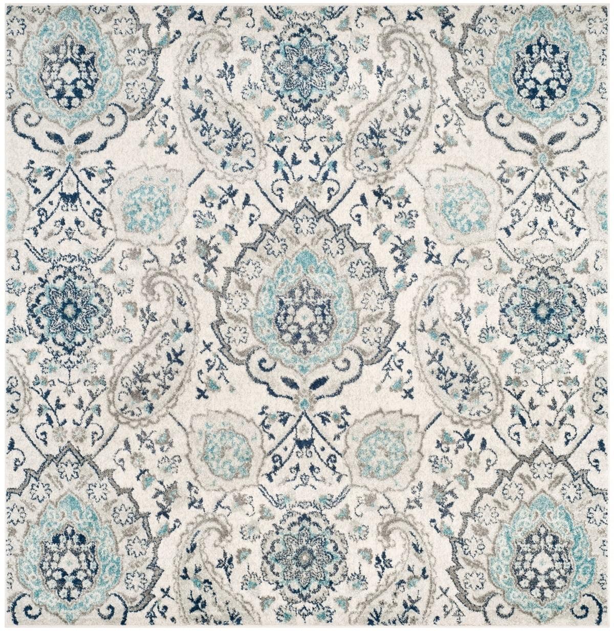 SAFAVIEH Madison Hope Floral Paisley Area Rug, Cream/Light Grey, 10' x 10' Square