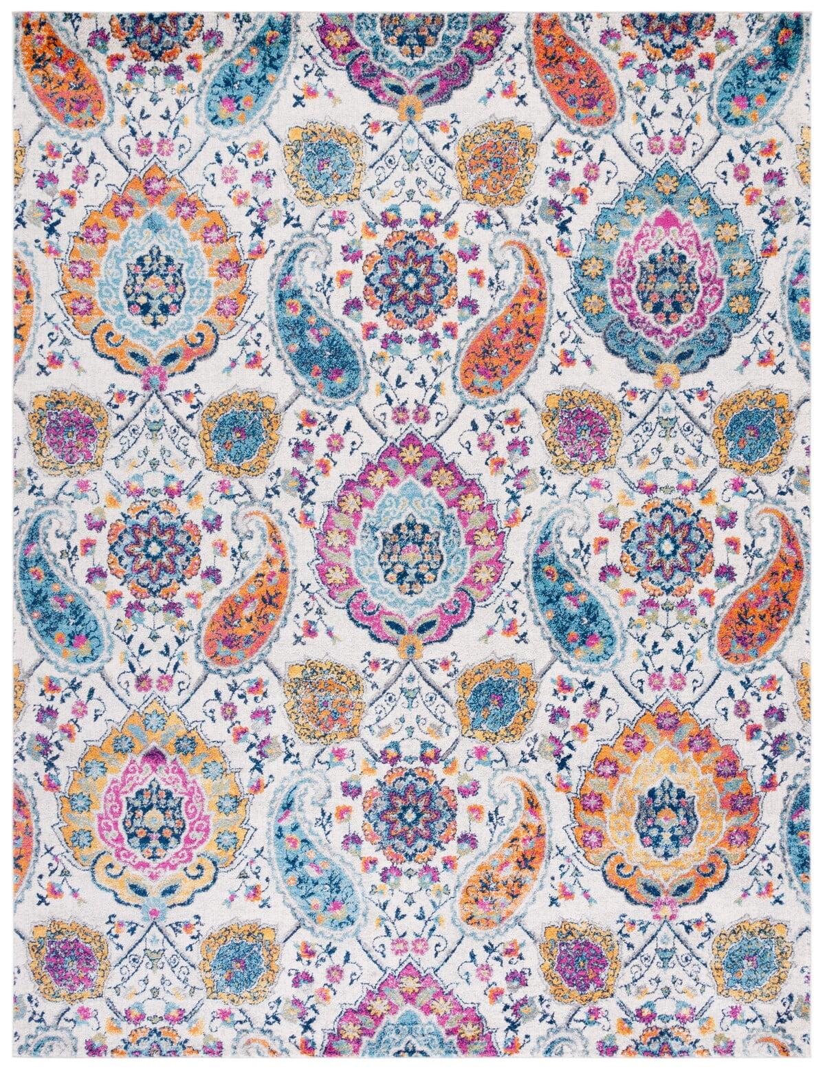 Gray and Multi Synthetic Paisley 10' x 14' Area Rug