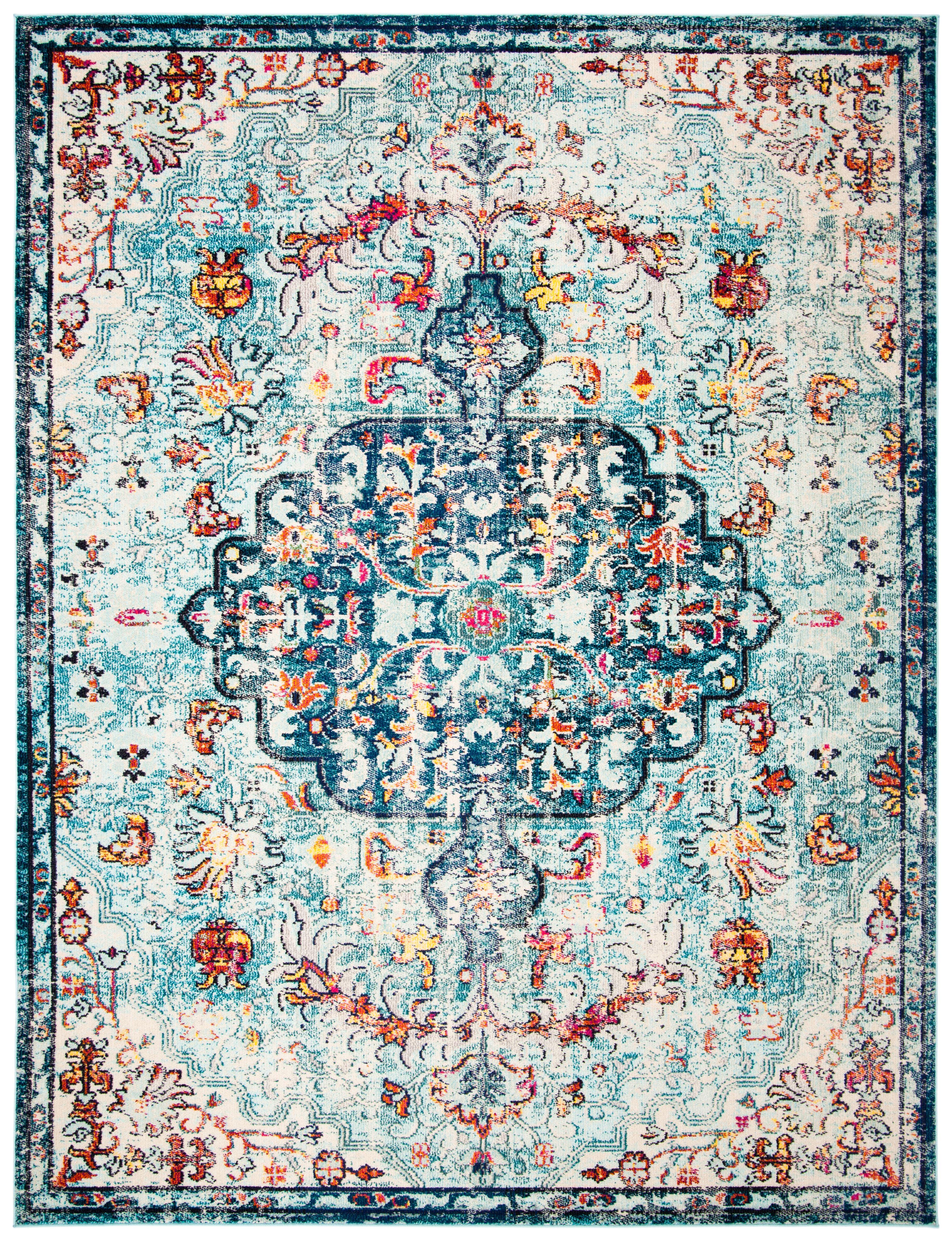 SAFAVIEH Madison Joandra Southwestern Area Rug, Navy/Light Blue, 12' x 18'