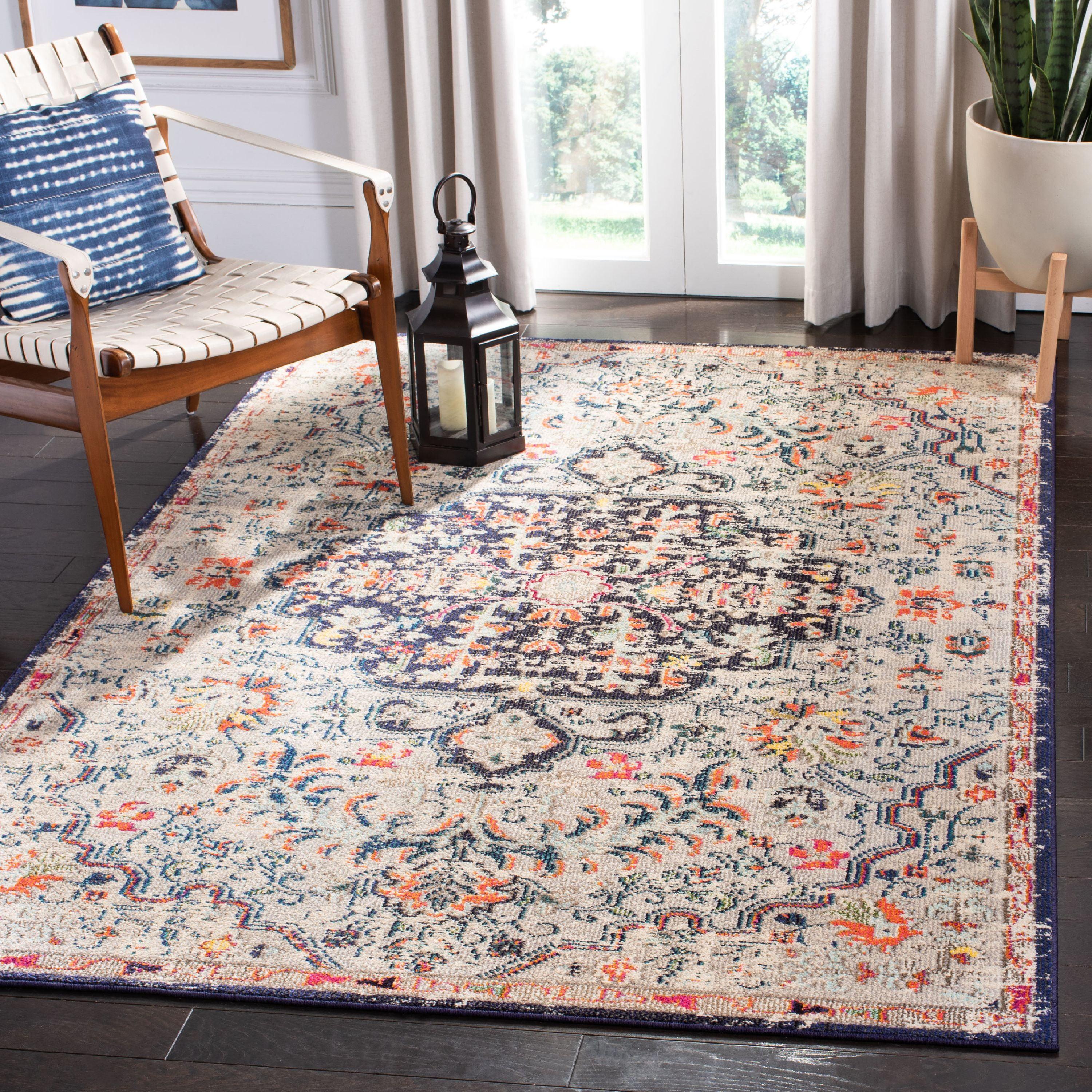 Madison MAD447 Power Loomed Indoor Area Rug - Beige/Black - 6'x9' - Safavieh