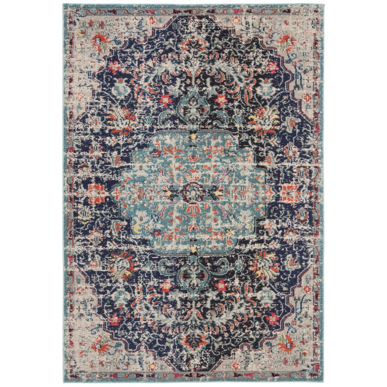 Madison MAD447 Power Loomed Indoor Area Rug - Black/Teal - 4'x6' - Safavieh