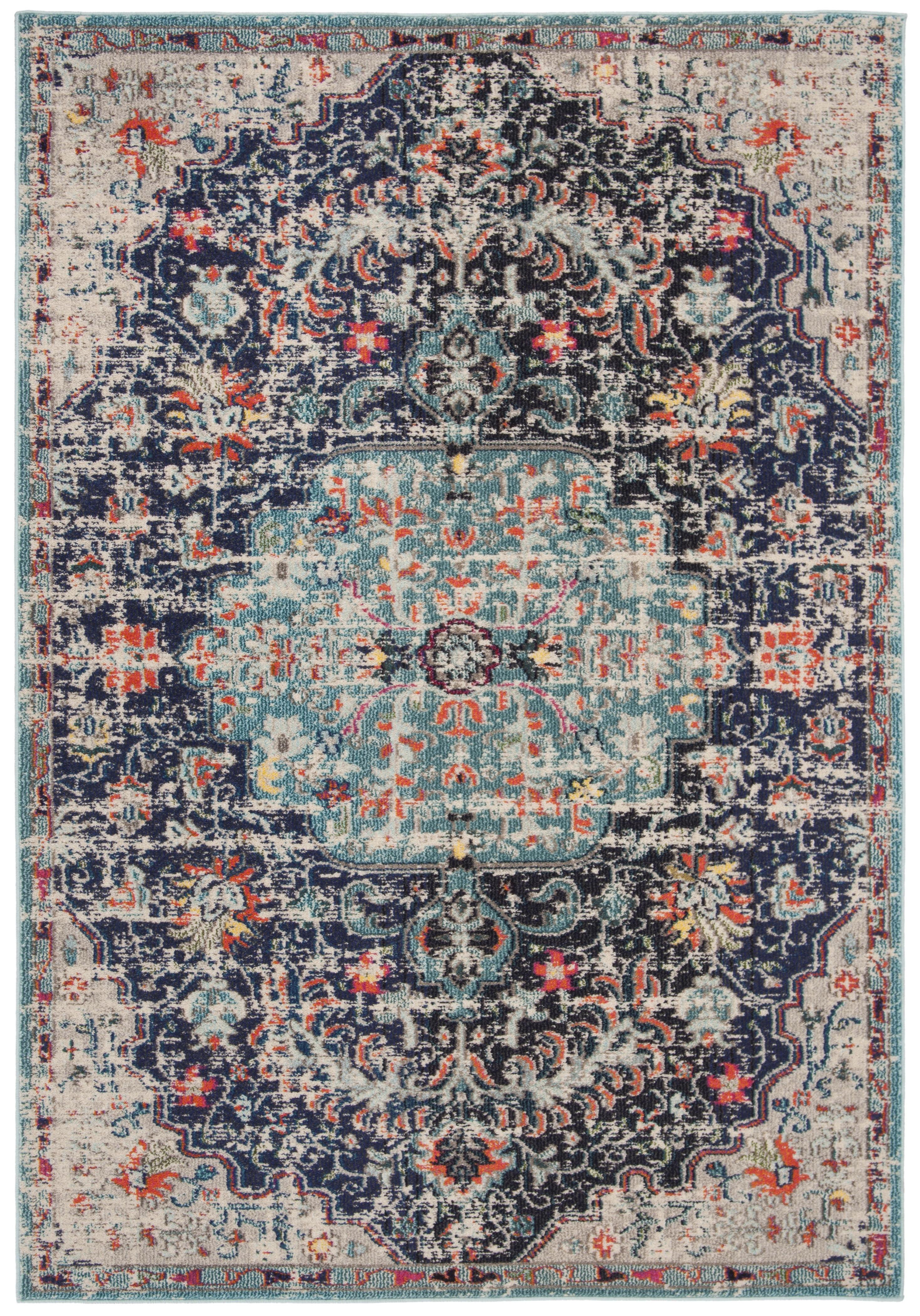 SAFAVIEH Madison Joandra Vintage Floral Area Rug, Black/Teal, 5' x 7'