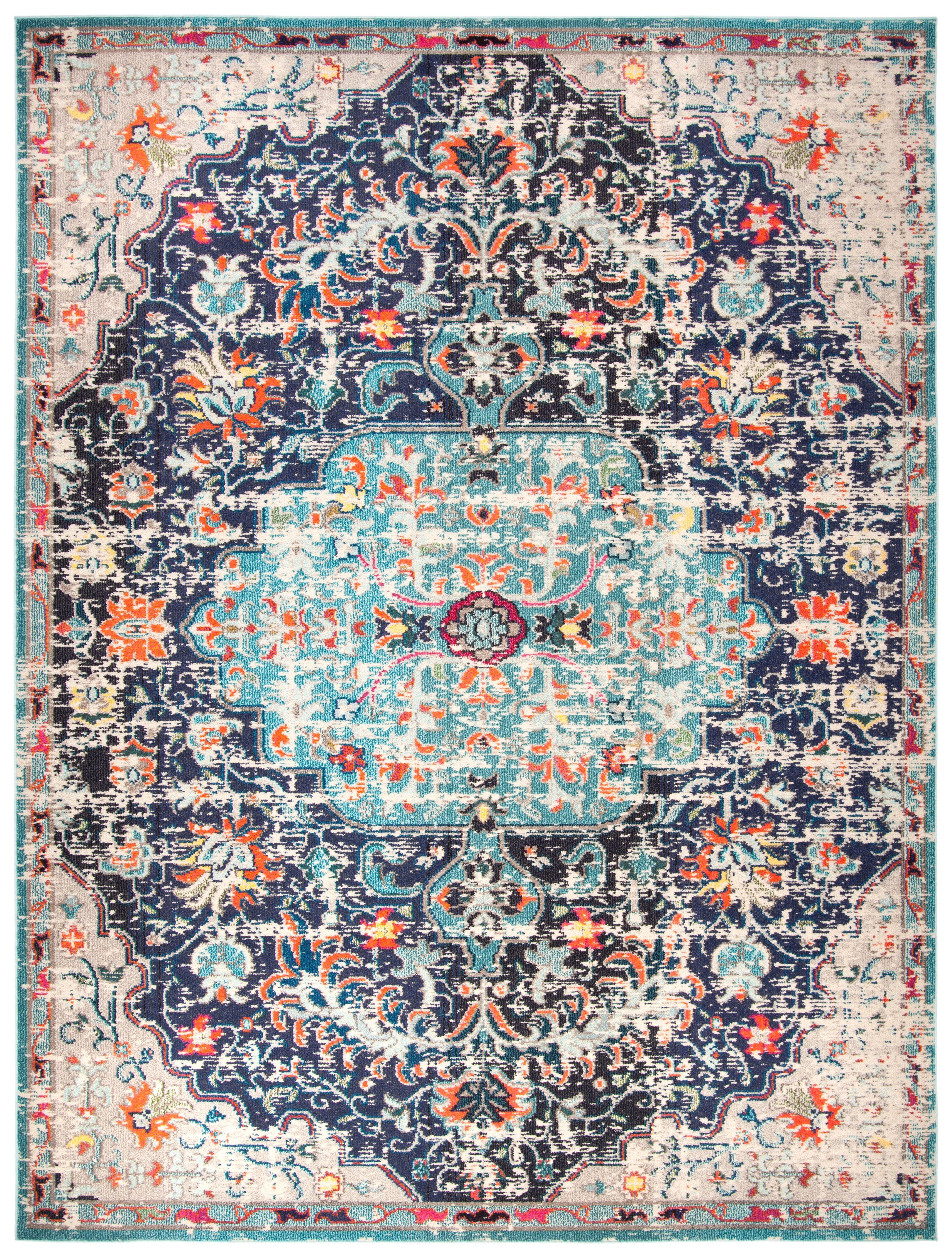 Madison MAD447 Power Loomed Indoor Area Rug - Black/Teal - 8'x10' - Safavieh