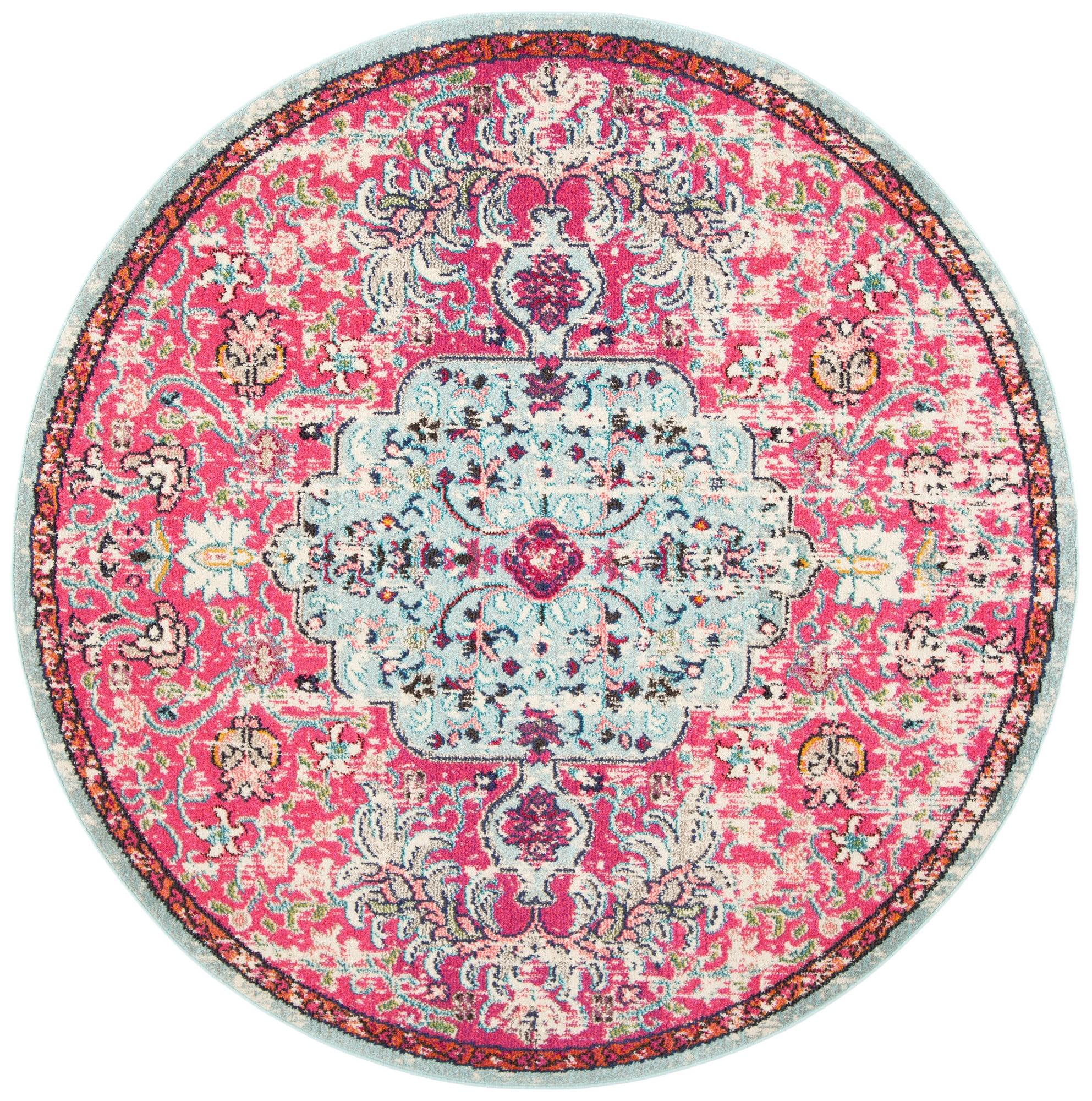 Madison MAD447 Power Loomed Area Rug - Fuchsia/Teal - 3' round - Safavieh.