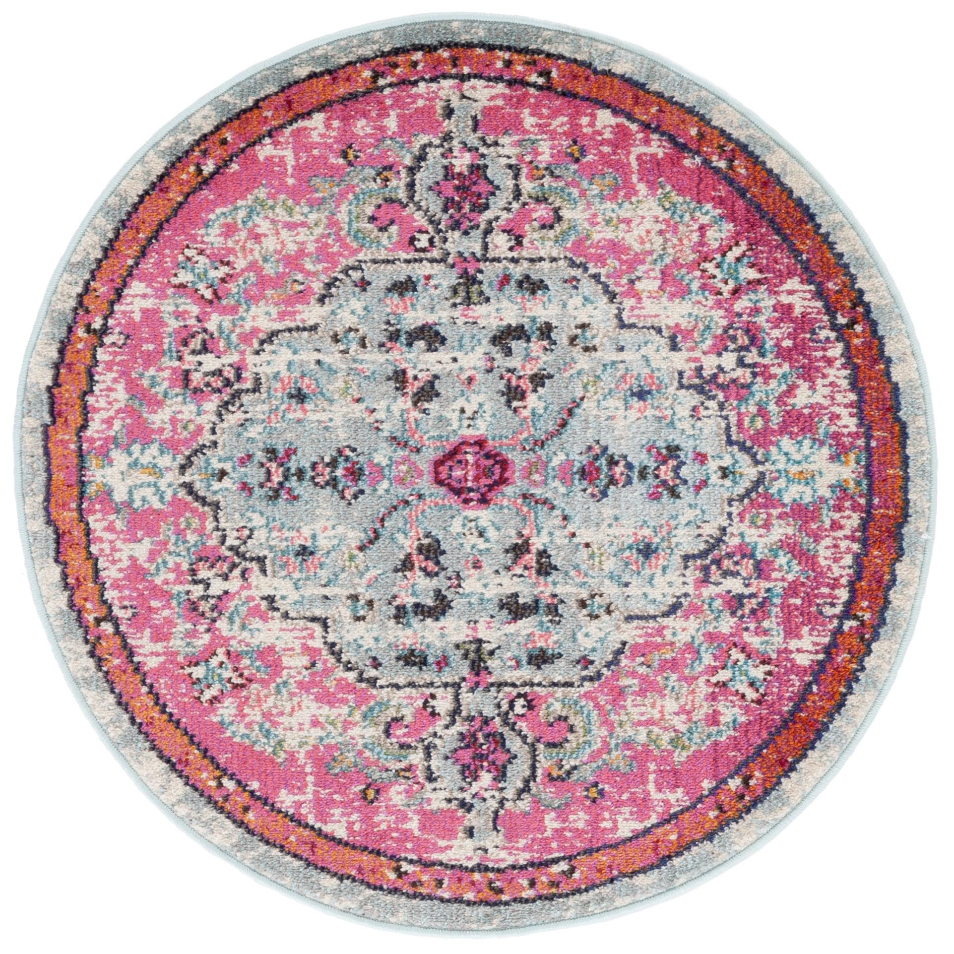 Madison MAD447 Power Loomed Area Rug - Fuchsia/Teal - 3' round - Safavieh.