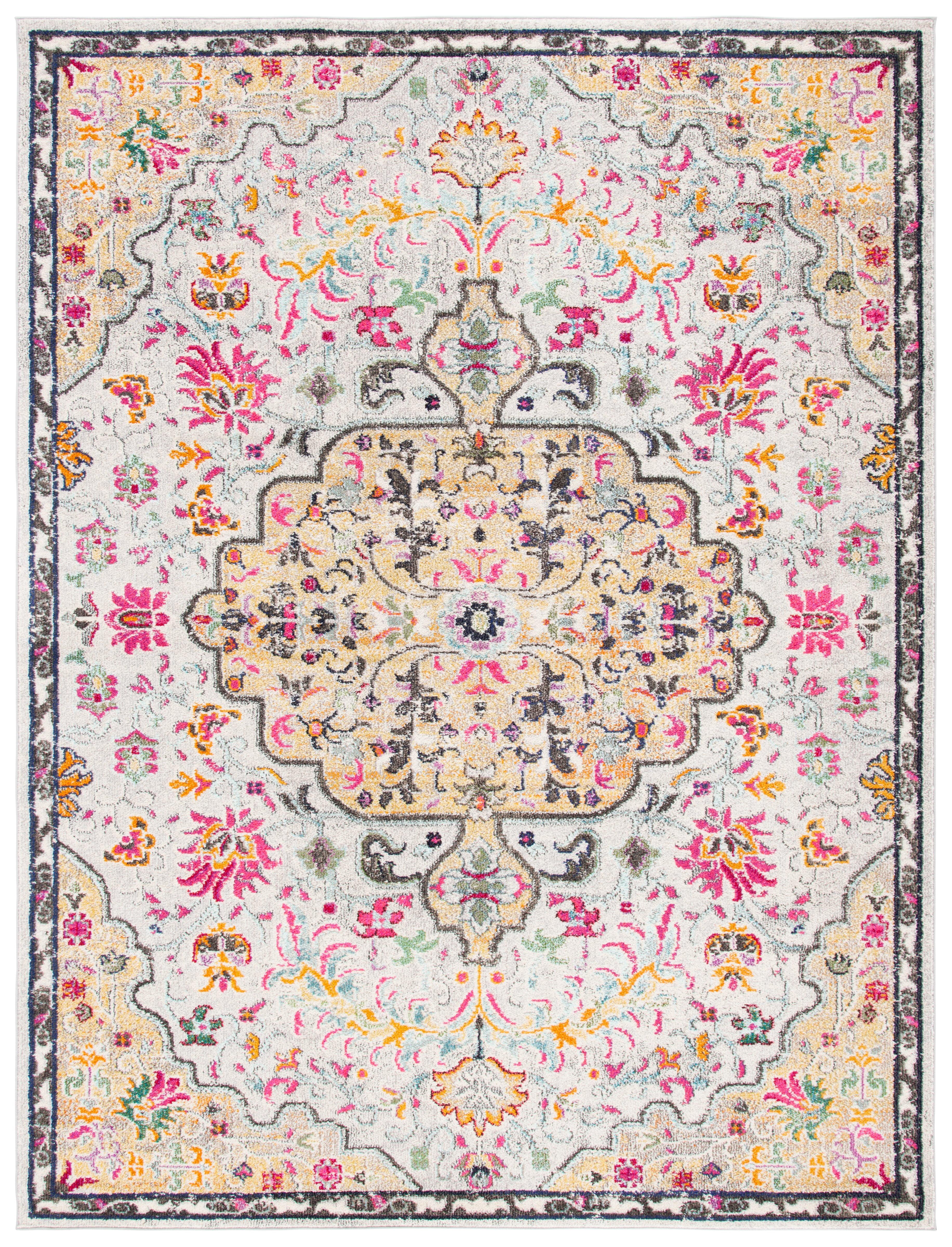 SAFAVIEH Madison Joandra Vintage Floral Area Rug, Grey/Gold, 9' x 12'