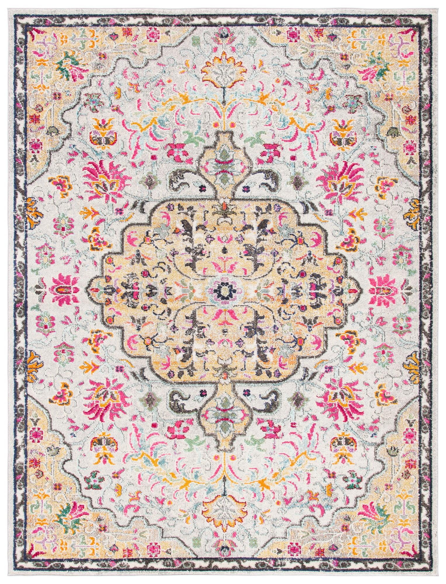 SAFAVIEH Madison Joandra Vintage Floral Area Rug, Grey/Gold, 9' x 12'