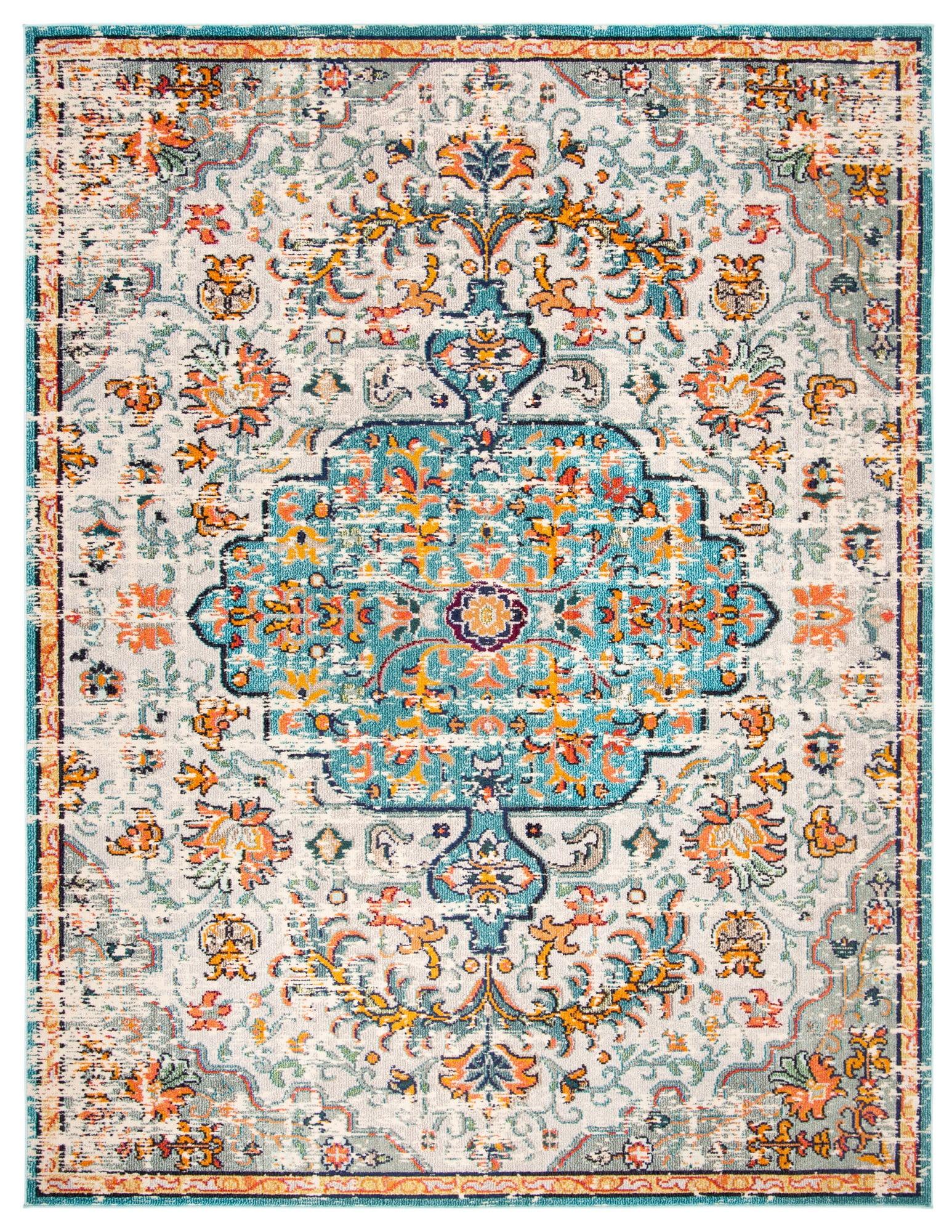 SAFAVIEH Madison Joandra Southwestern Area Rug, Grey/Light Blue, 10' x 14'