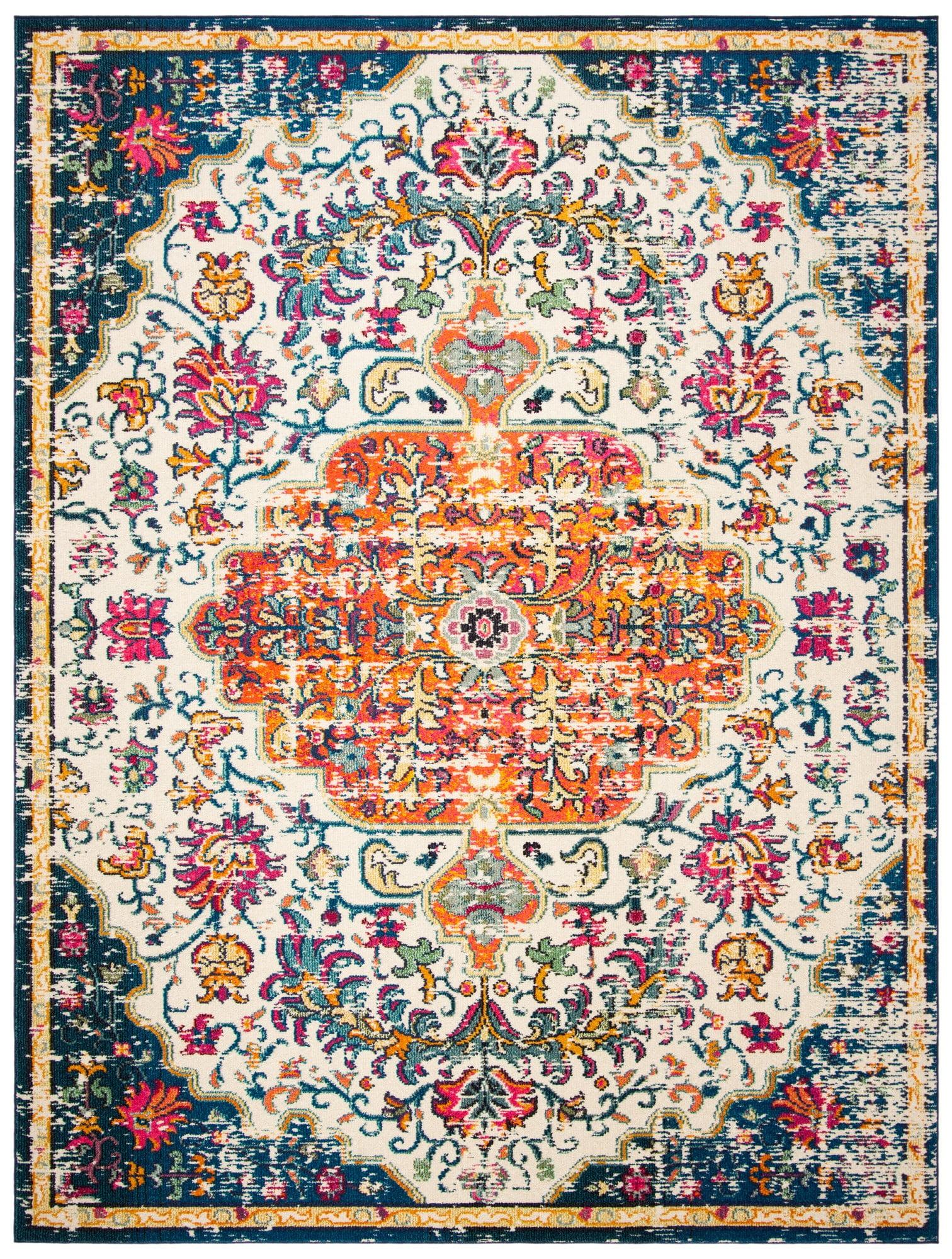 SAFAVIEH Madison Joandra Vintage Floral Area Rug, Ivory/Orange, 10' x 14'