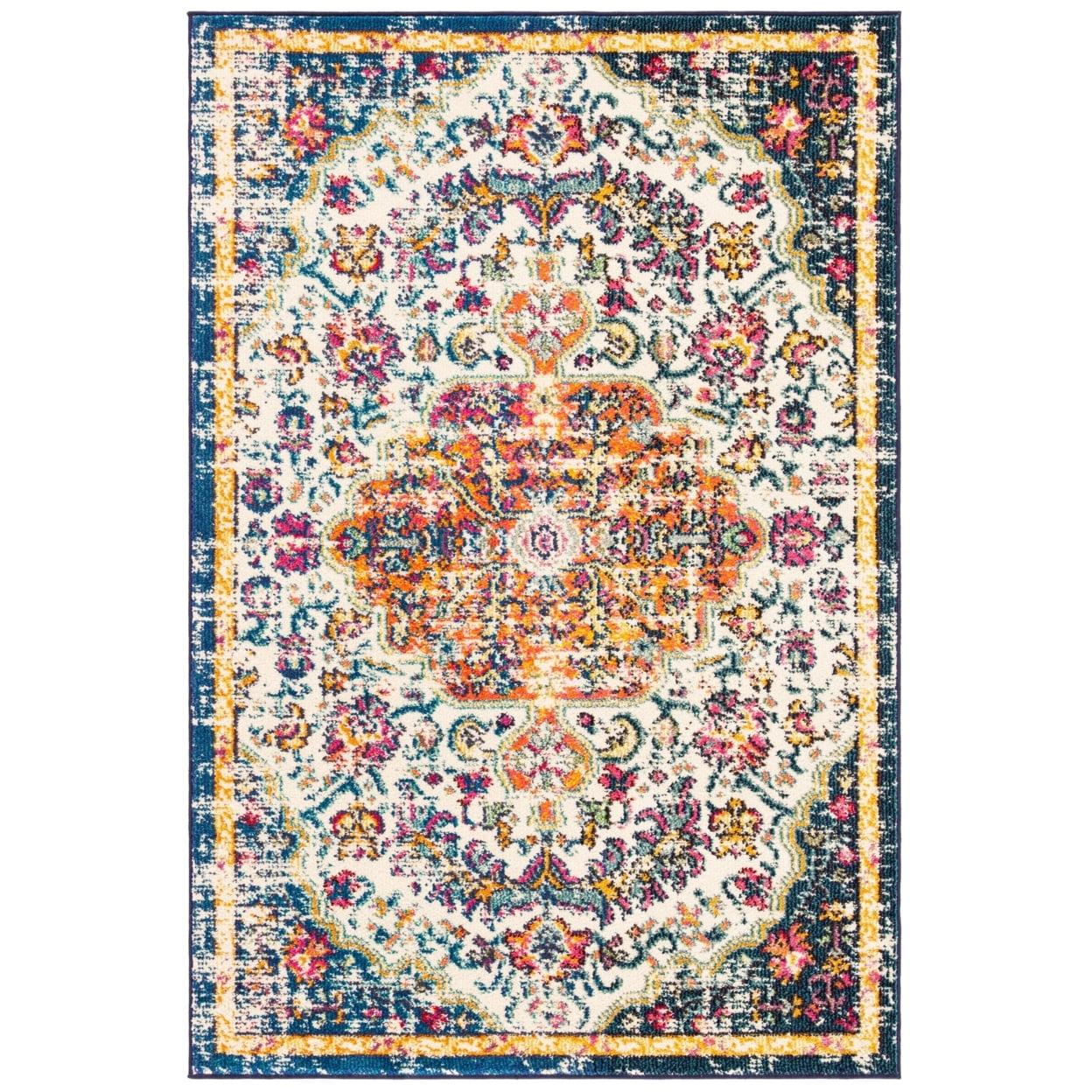 Madison MAD447 Power Loomed Indoor Area Rug - Ivory/Orange - 4'x6' - Safavieh