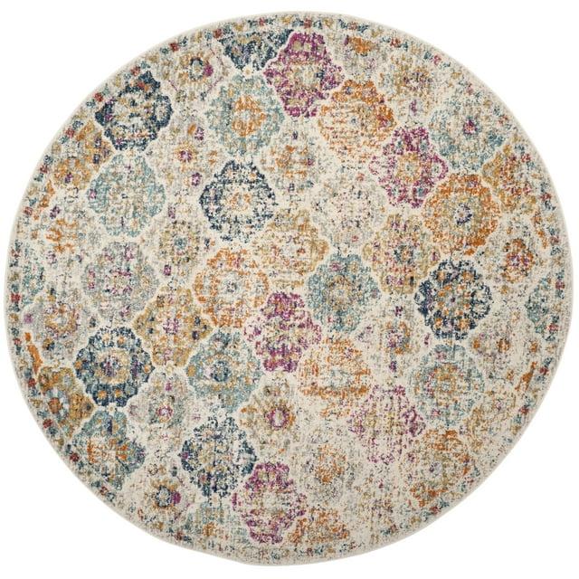 Madison MAD611 Power Loomed Indoor Area Rug - Cream/Multi - 9' Round - Safavieh