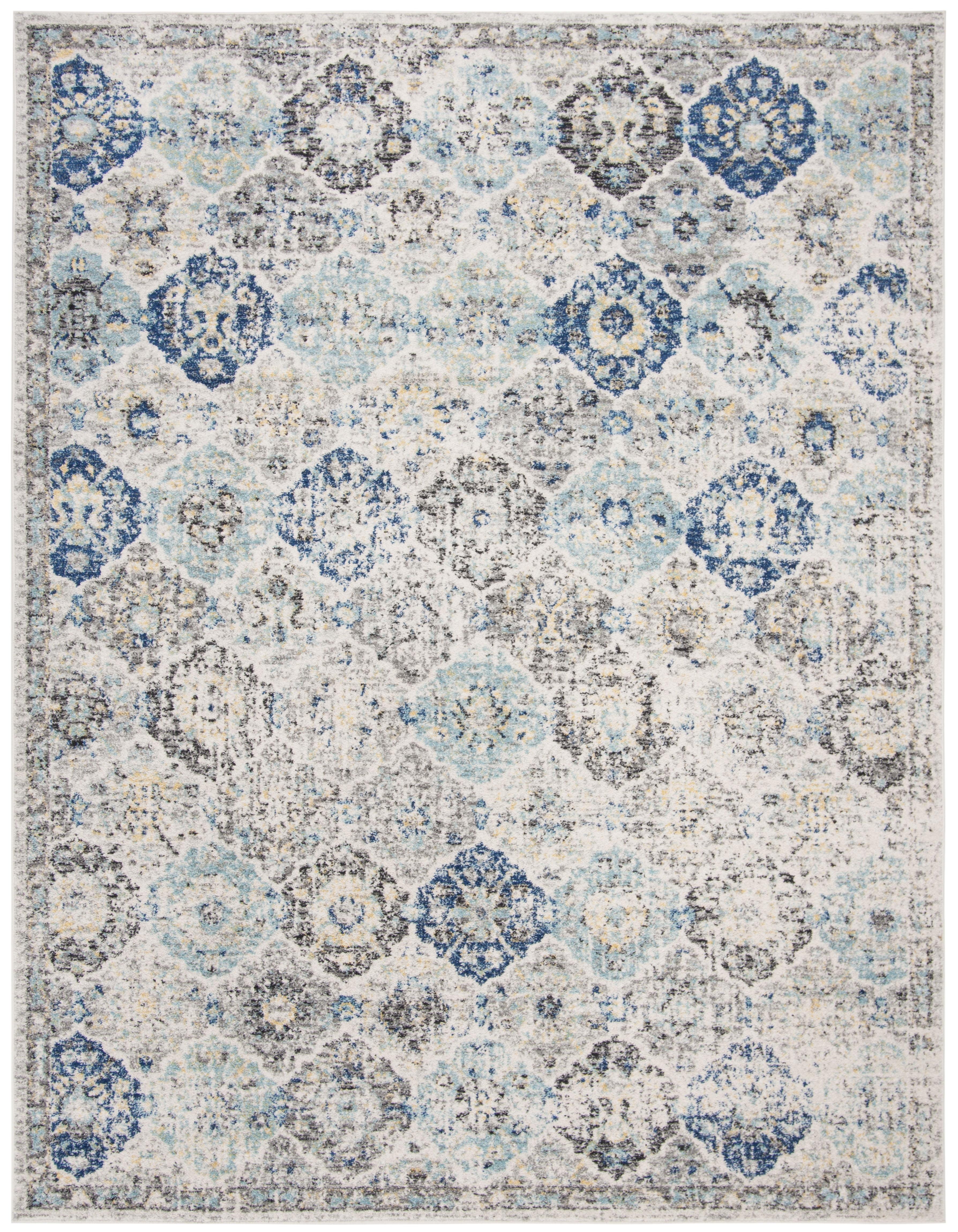 SAFAVIEH Madison Judith Distressed Area Rug, Ivory/Aqua, 10' x 14'