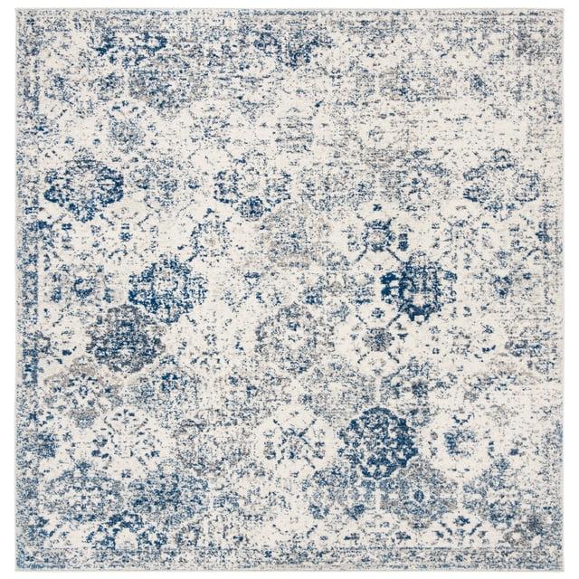 Madison MAD611 Power Loomed Indoor Area Rug - White/Royal Blue - 5'3"x5'3" - Safavieh