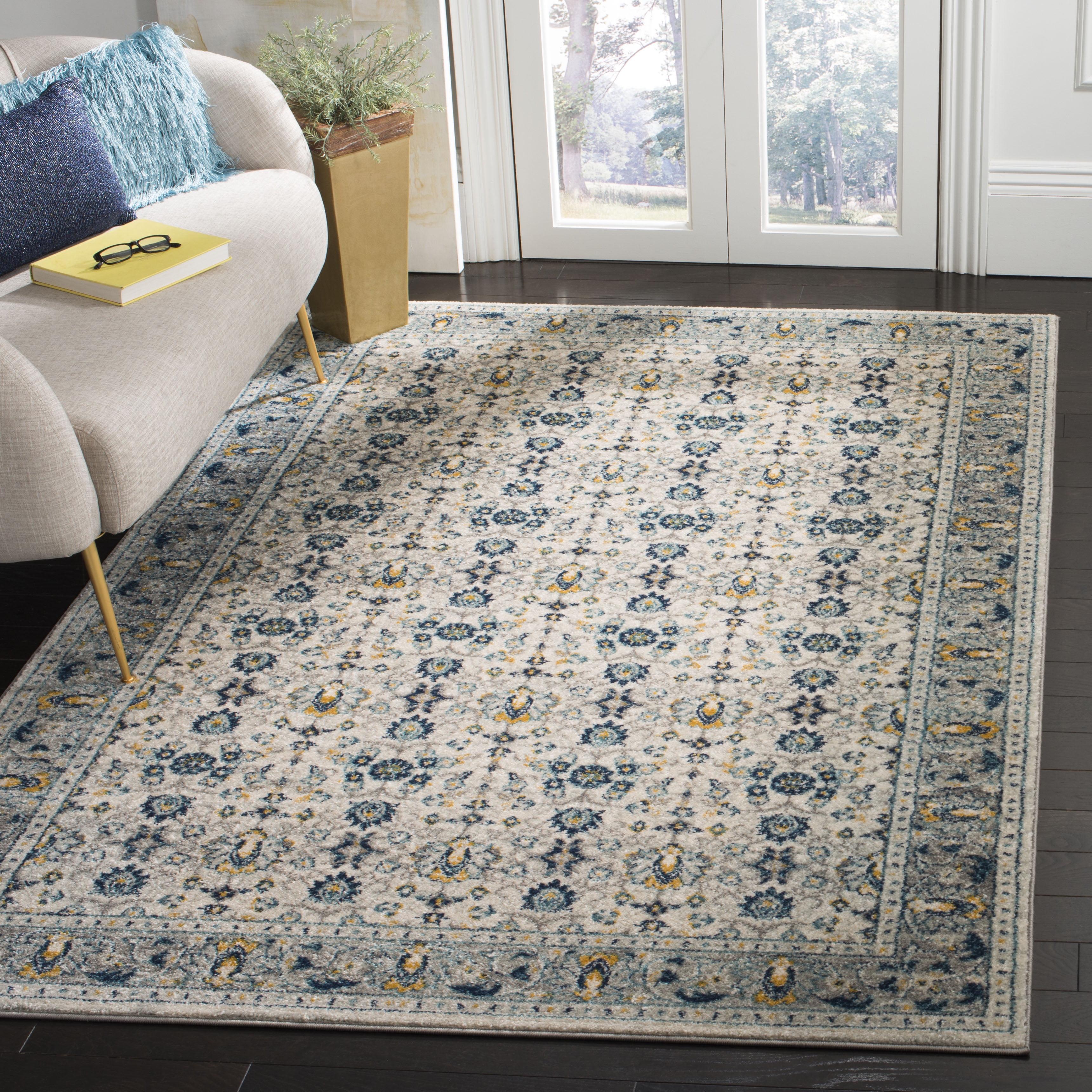 Madison MAD151 Power Loomed Indoor Area Rug - Ivory/Navy - 5'3"x7'6" - Safavieh