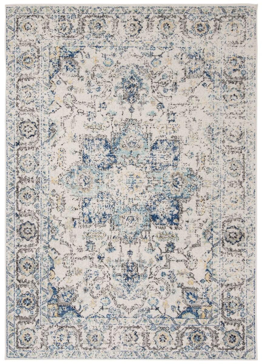 Turquoise & Ivory Synthetic 9' x 12' Hand-Knotted Easy Care Area Rug