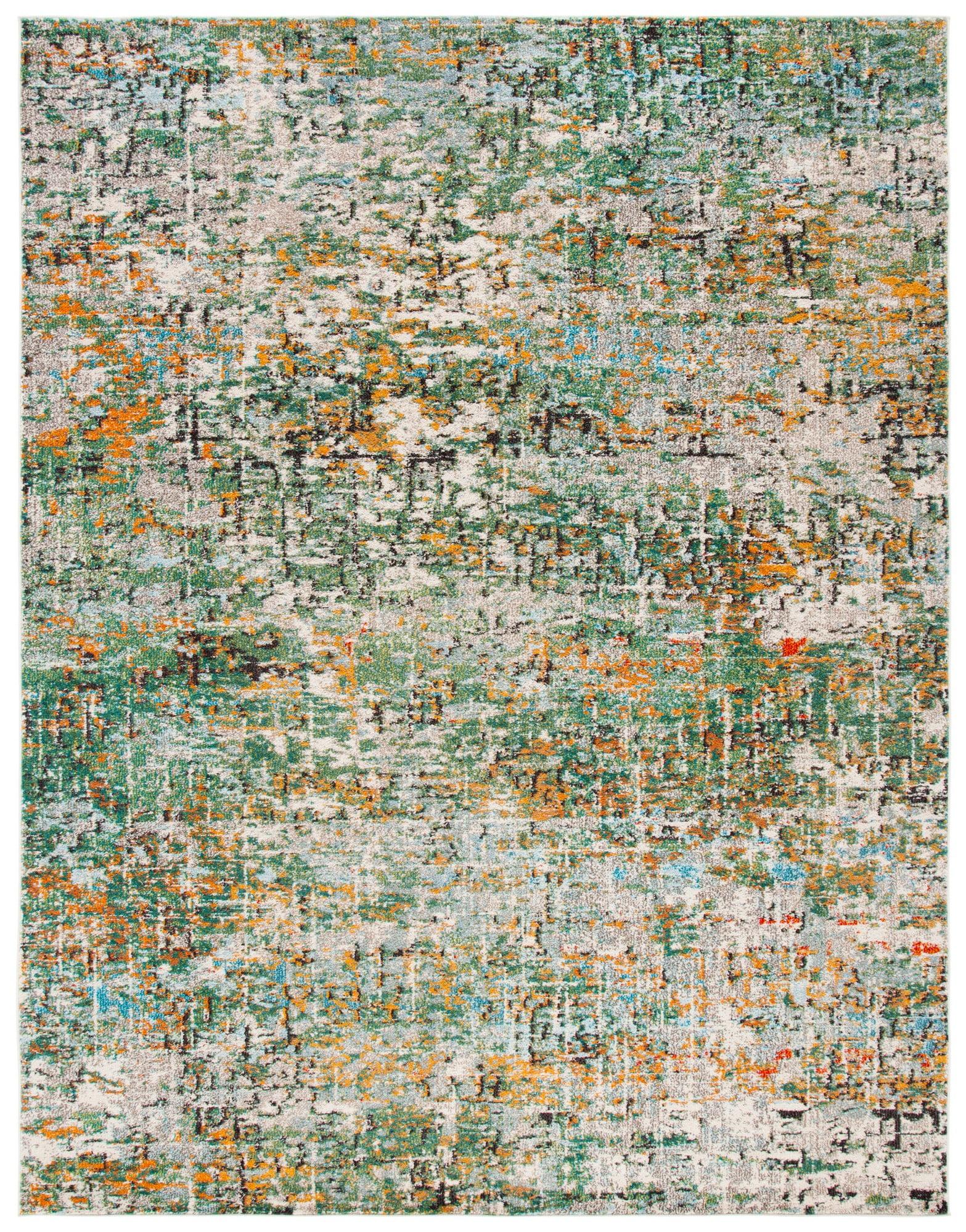 SAFAVIEH Madison Kebo Abstract Area Rug, Green/Turquoise, 10' x 14'