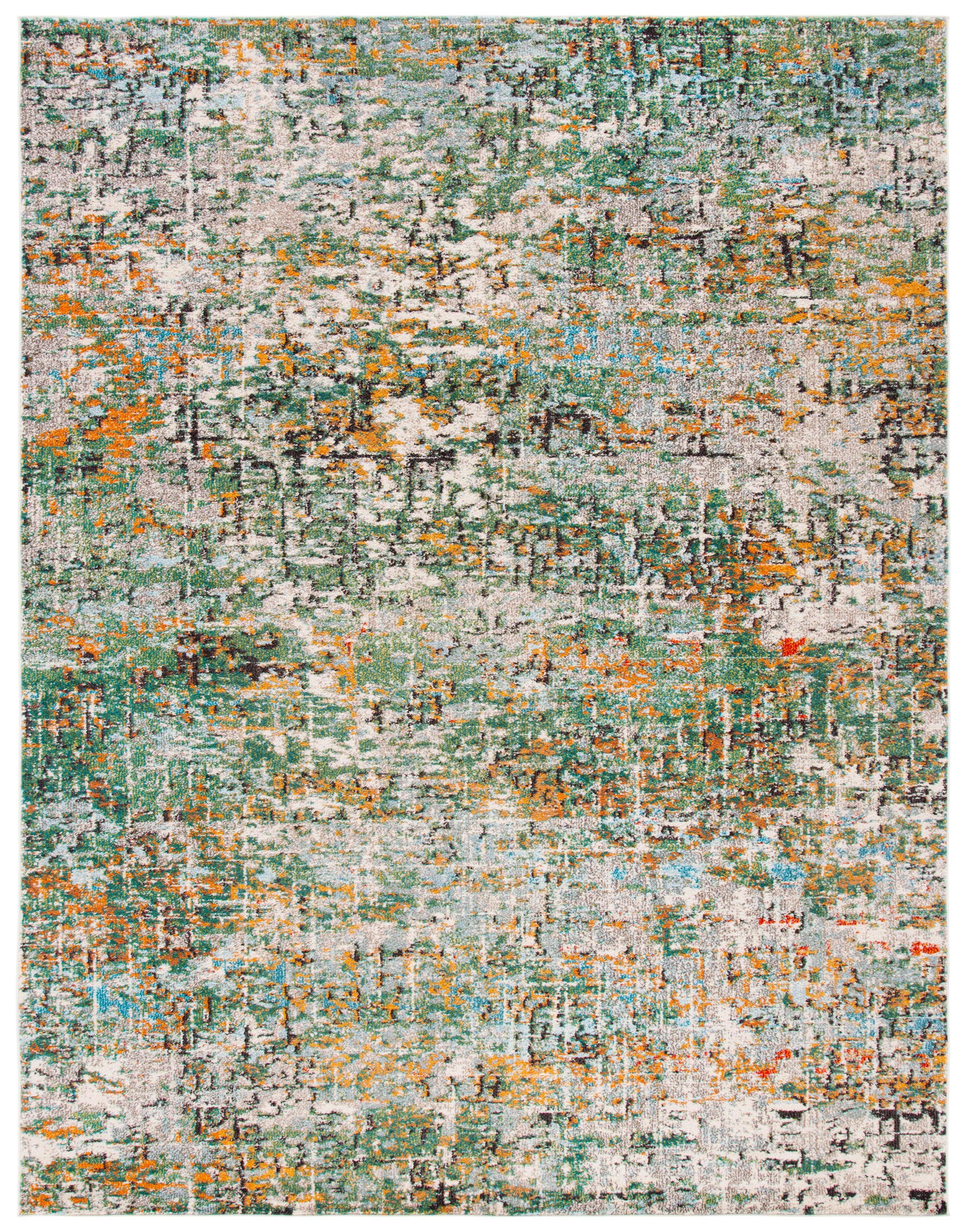 SAFAVIEH Madison Kebo Abstract Area Rug, Green/Turquoise, 9' x 12'