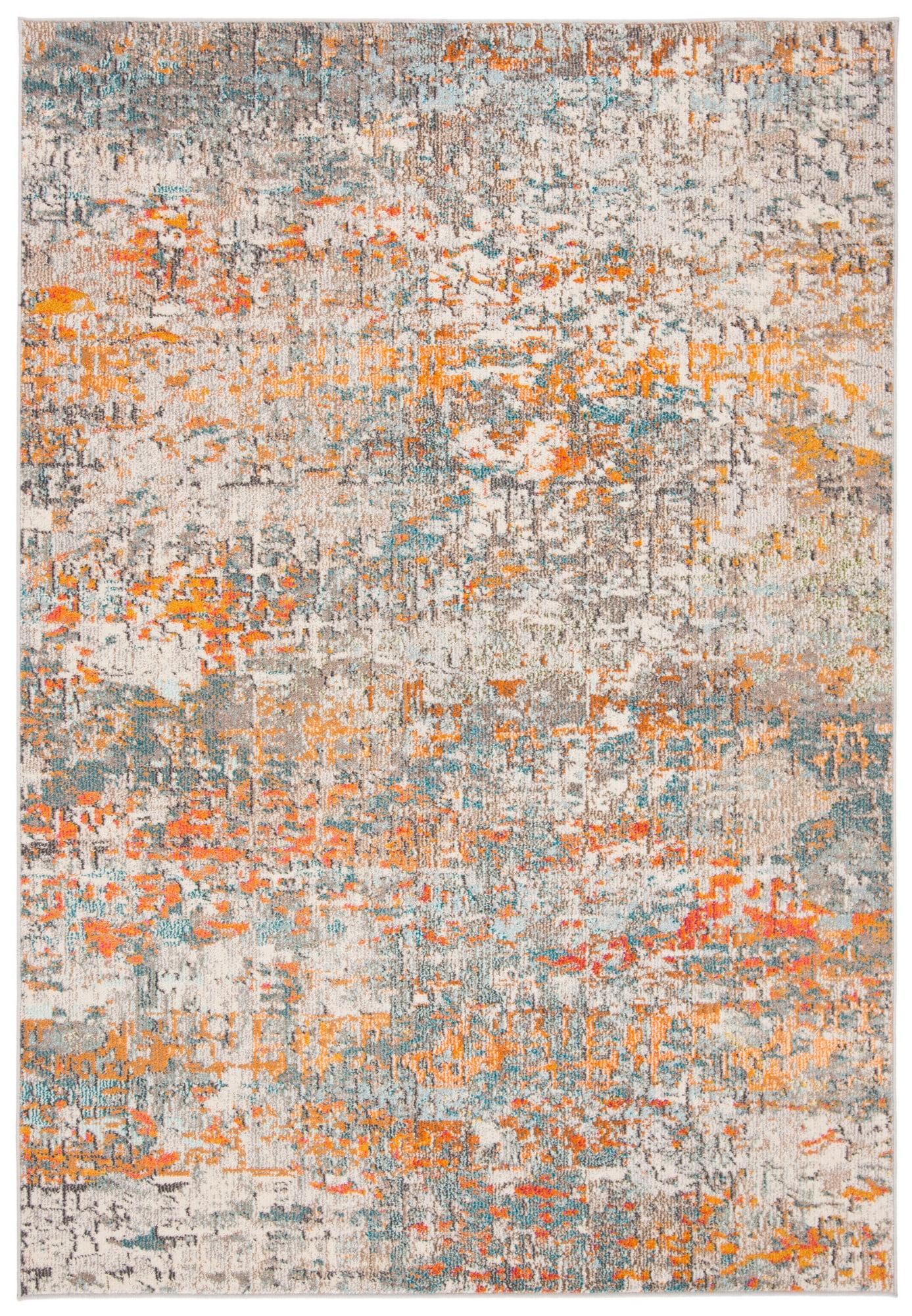 Madison Abstract Gray/Orange Area Rug