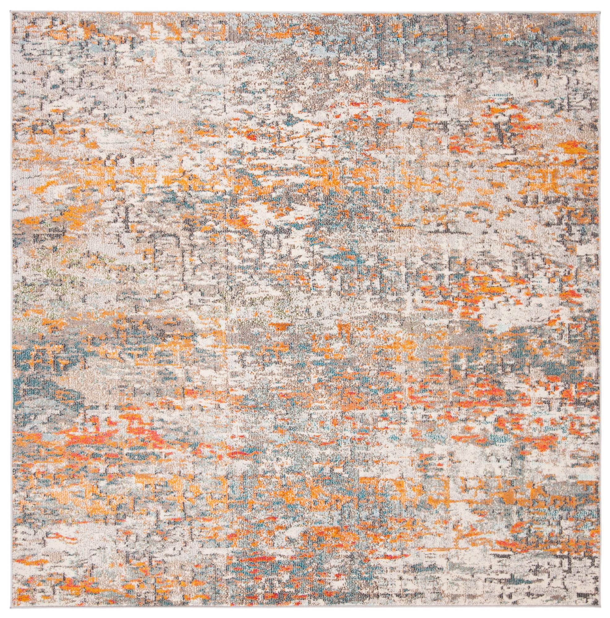 Madison Abstract Gray/Orange Area Rug