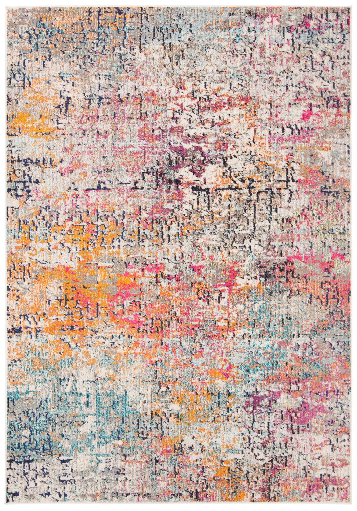 Elegant Grey & Pink Synthetic 6' x 9' Hand-Knotted Area Rug